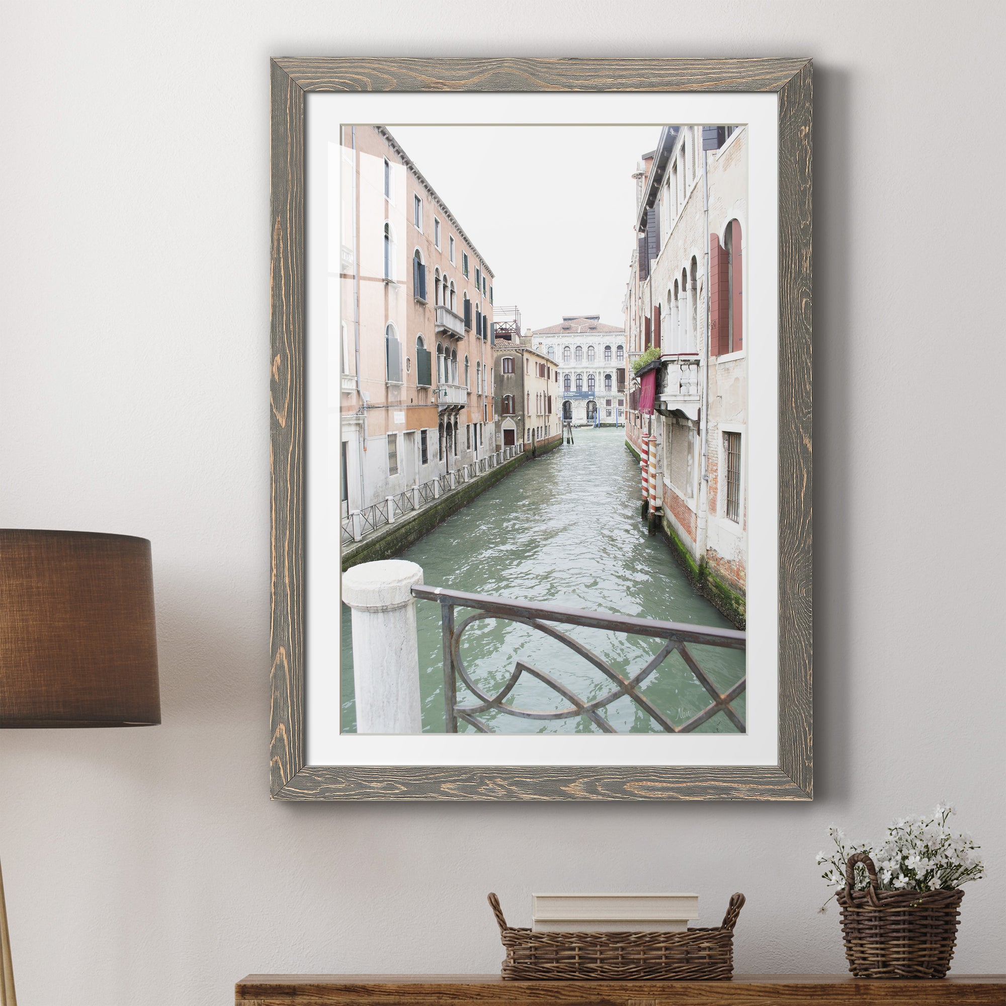 Venice Canal I - Premium Framed Print - Distressed Barnwood Frame - Ready to Hang