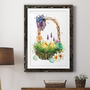 Spring Chick Basket - Barnwood Framed Art Print