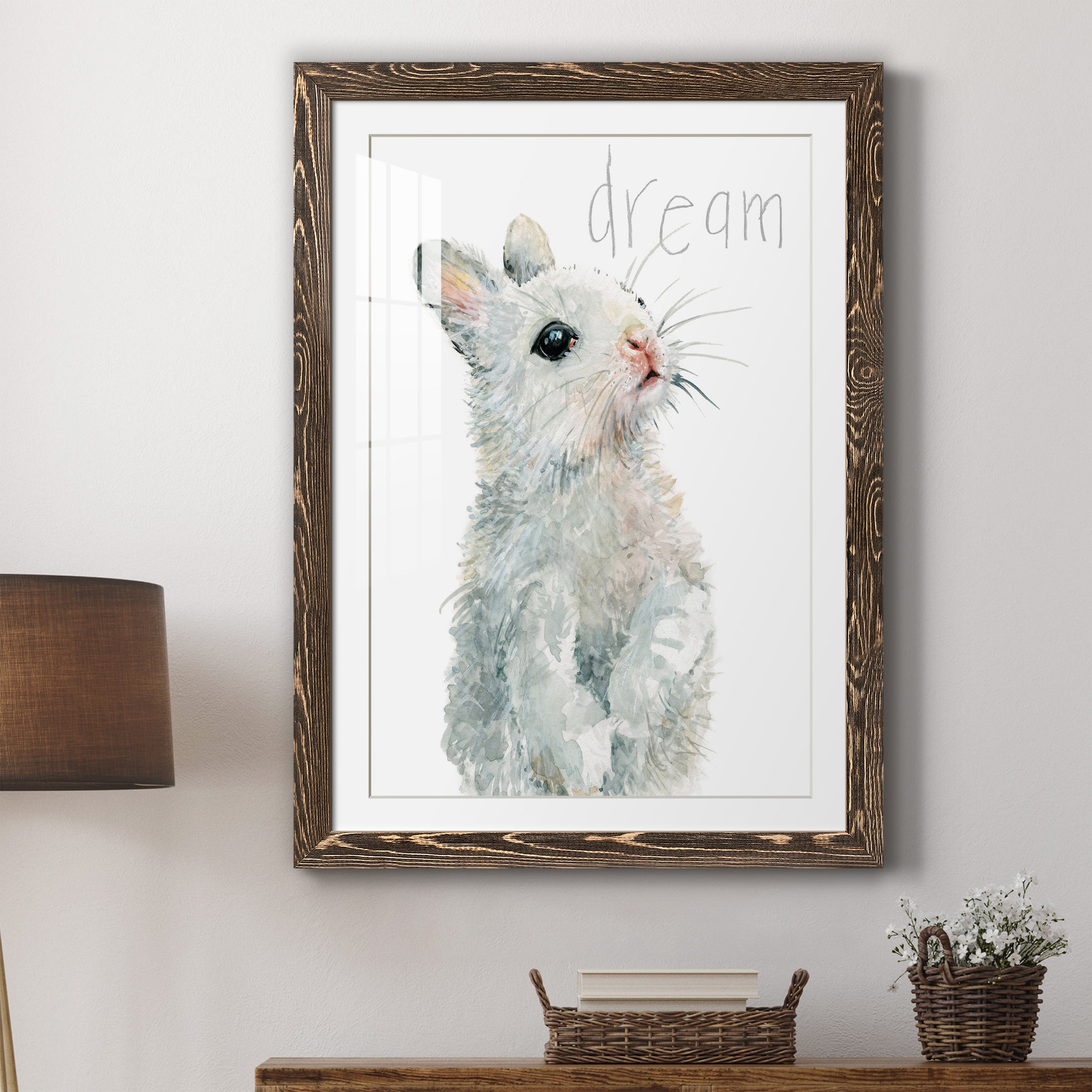 Forest Fur Baby Bunny - Premium Framed Print - Distressed Barnwood Frame - Ready to Hang