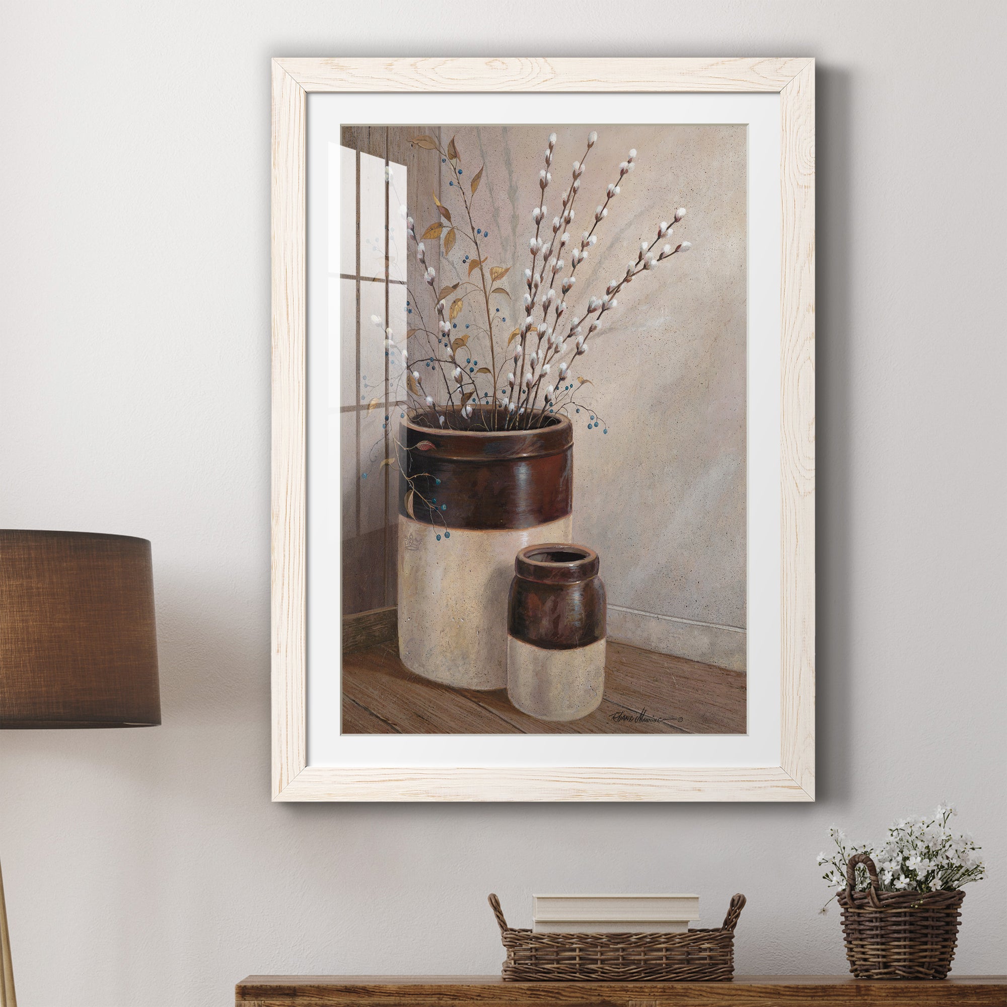 Pussywillows & Spring - Barnwood Framed Art Print