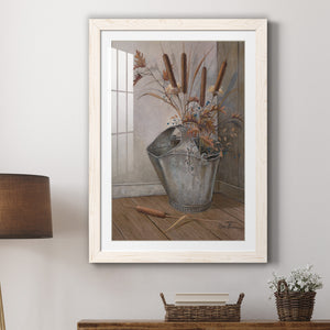 Berries & Cat Tails - Premium Framed Print - Distressed Barnwood Frame - Ready to Hang