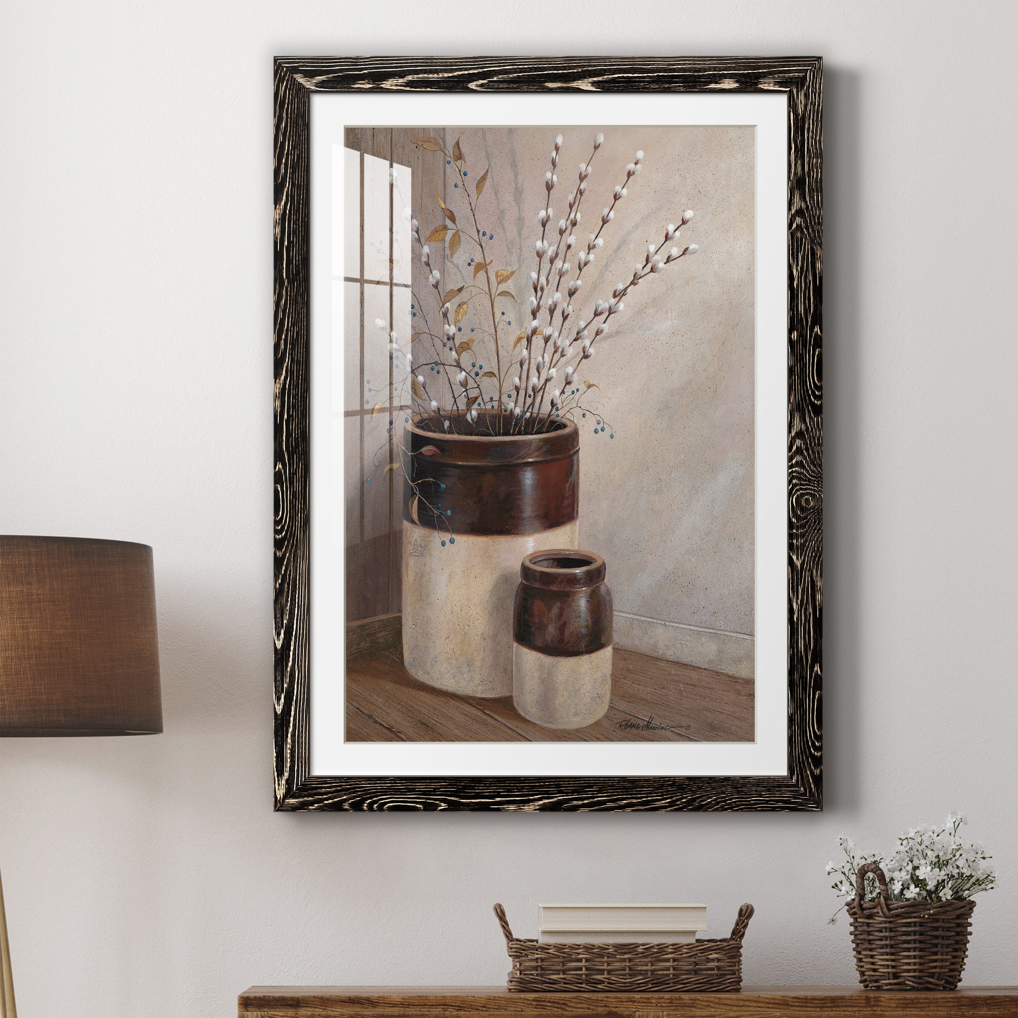 Pussywillows & Spring - Barnwood Framed Art Print