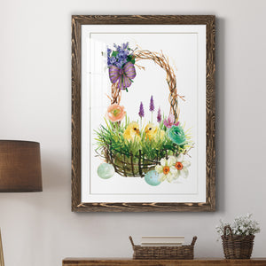Spring Chick Basket - Barnwood Framed Art Print