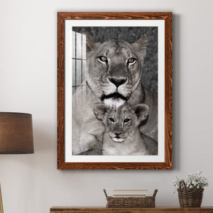 Lioness and Cub - Barnwood Framed Art Print
