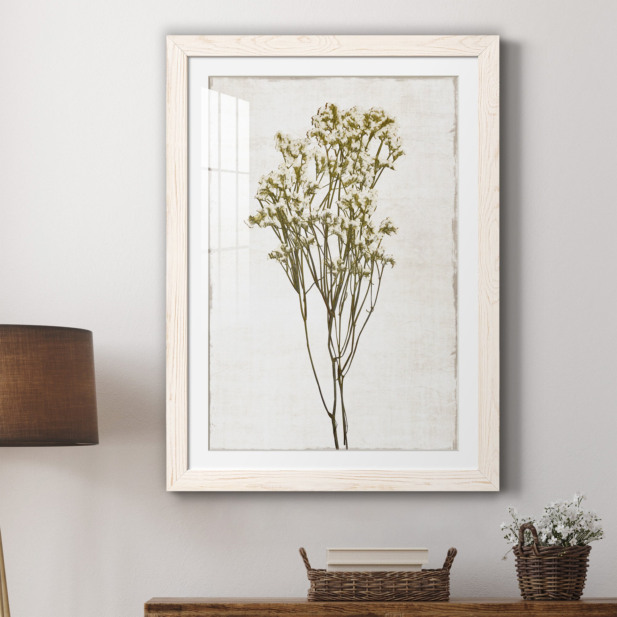 Farmhouse Pressed Flower II - Premium Framed Print - Distressed Barnwood Frame - Ready to Hang