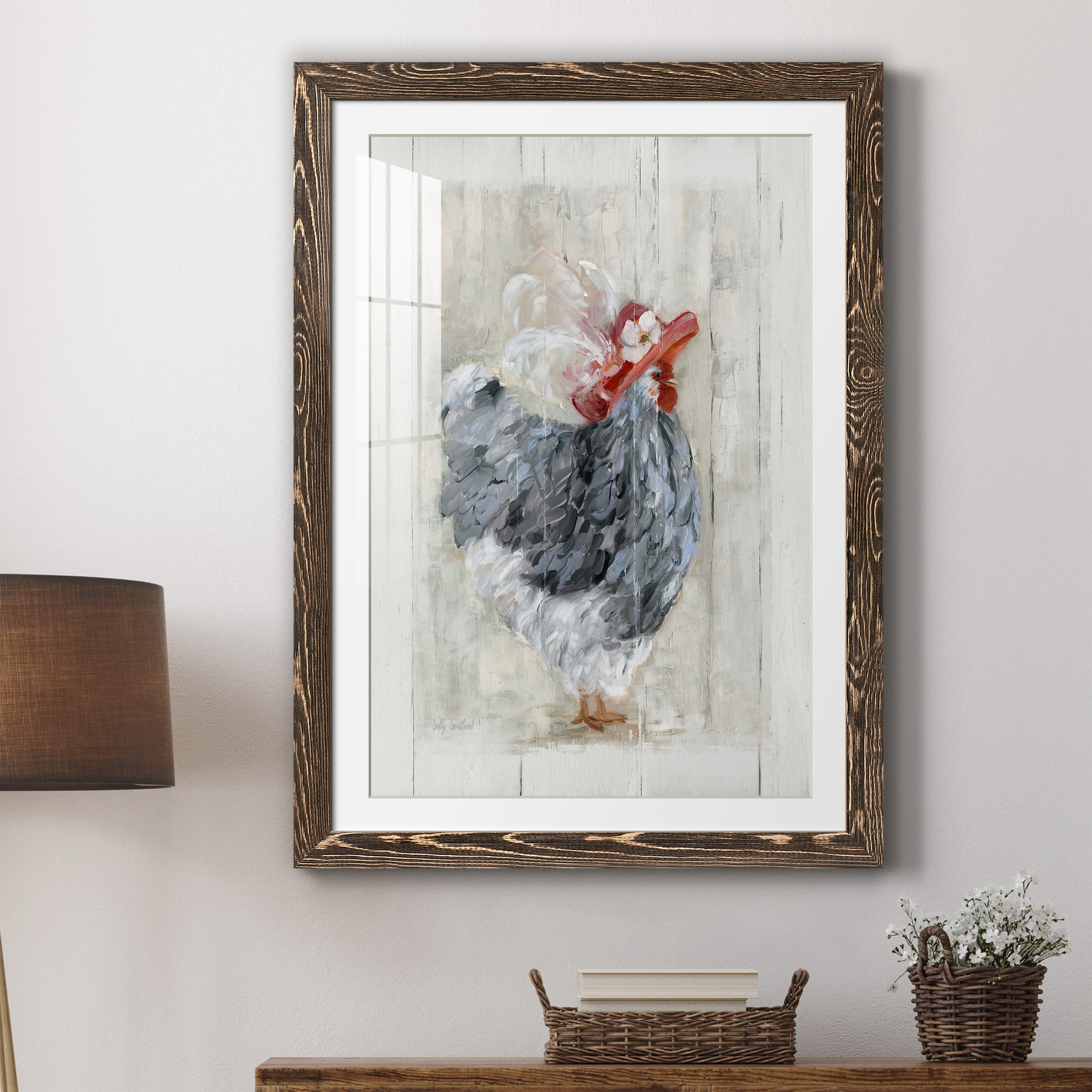 Sunday Best Hen - Barnwood Framed Art Print