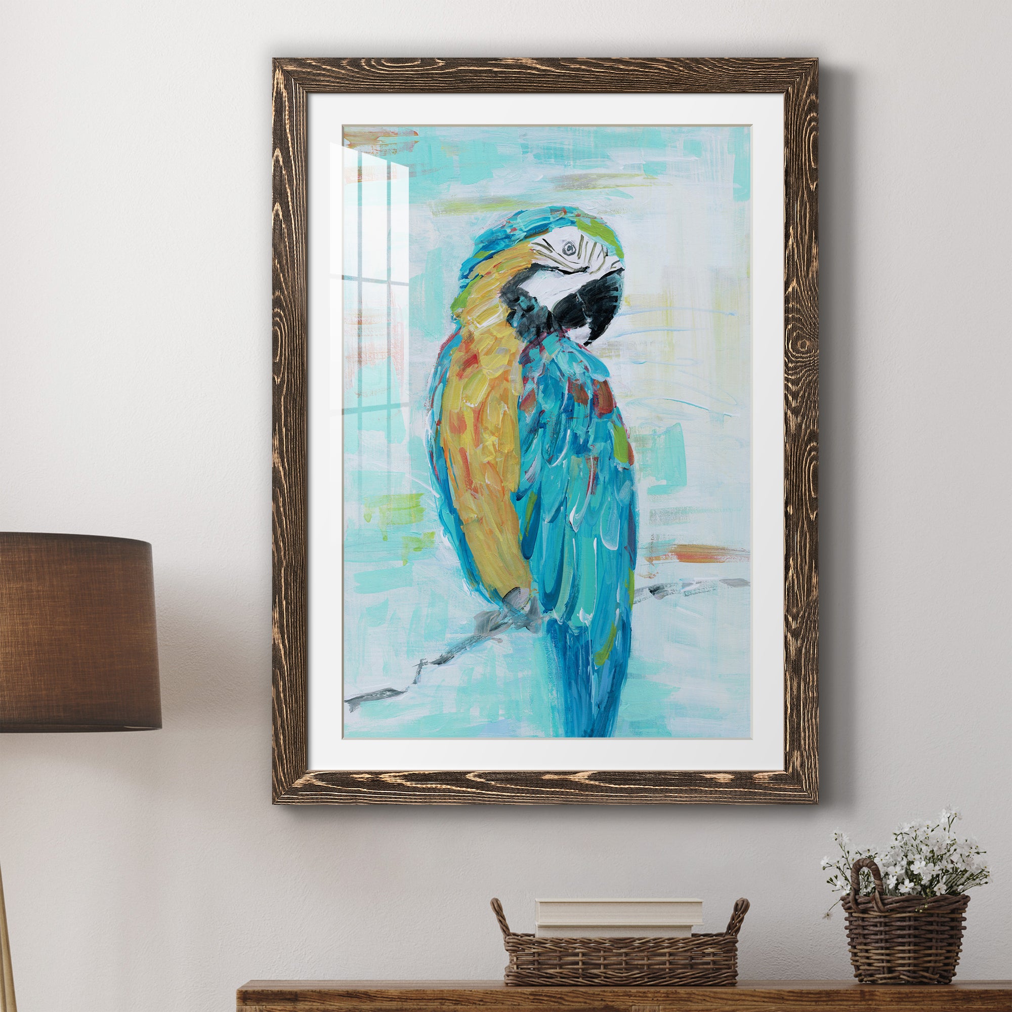 Island Parrot I - Premium Framed Print - Distressed Barnwood Frame - Ready to Hang
