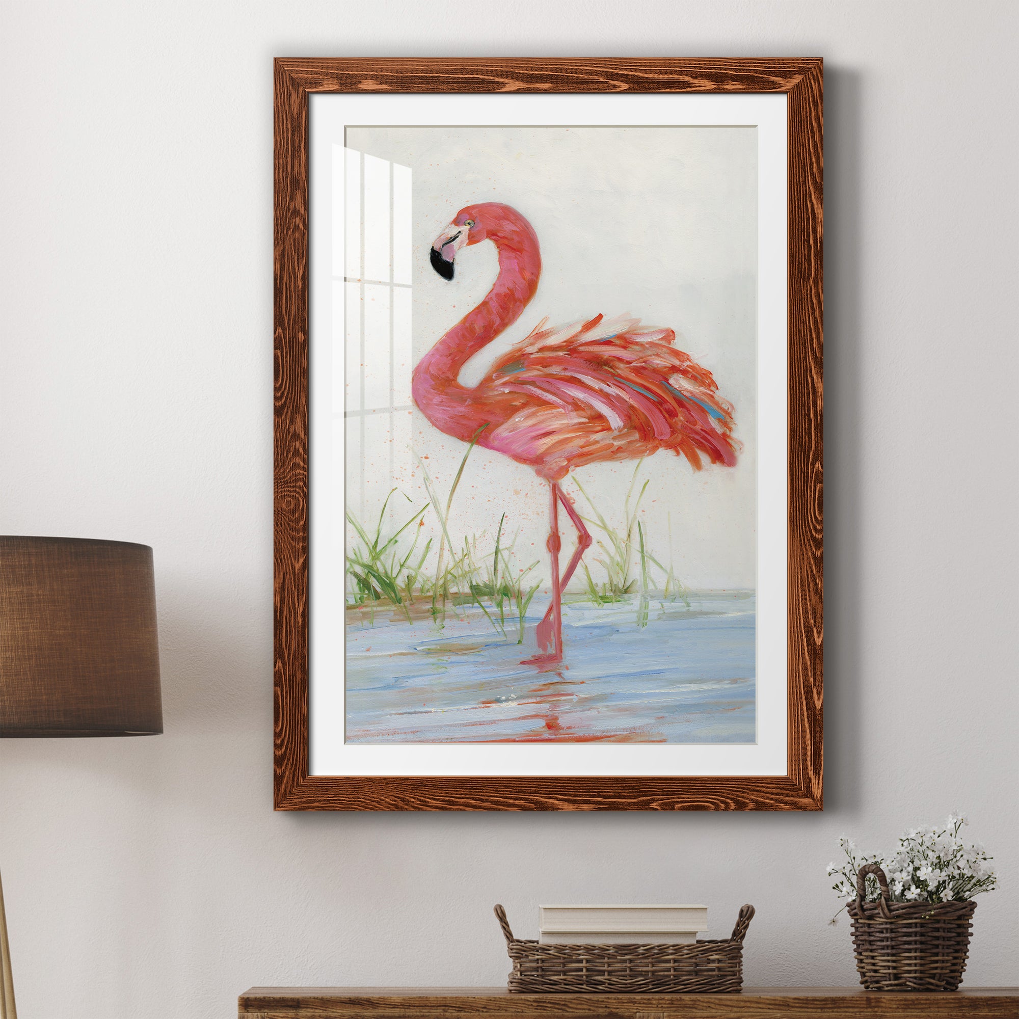 Flamingo II - Barnwood Framed Art Print