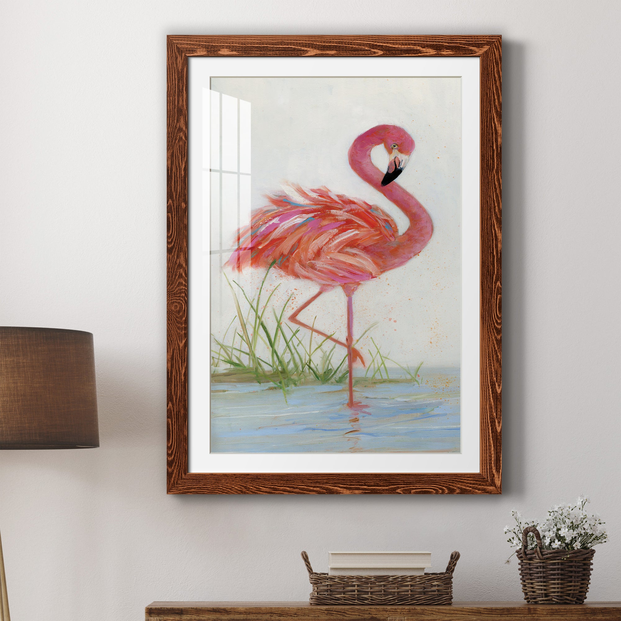 Flamingo I - Barnwood Framed Art Print