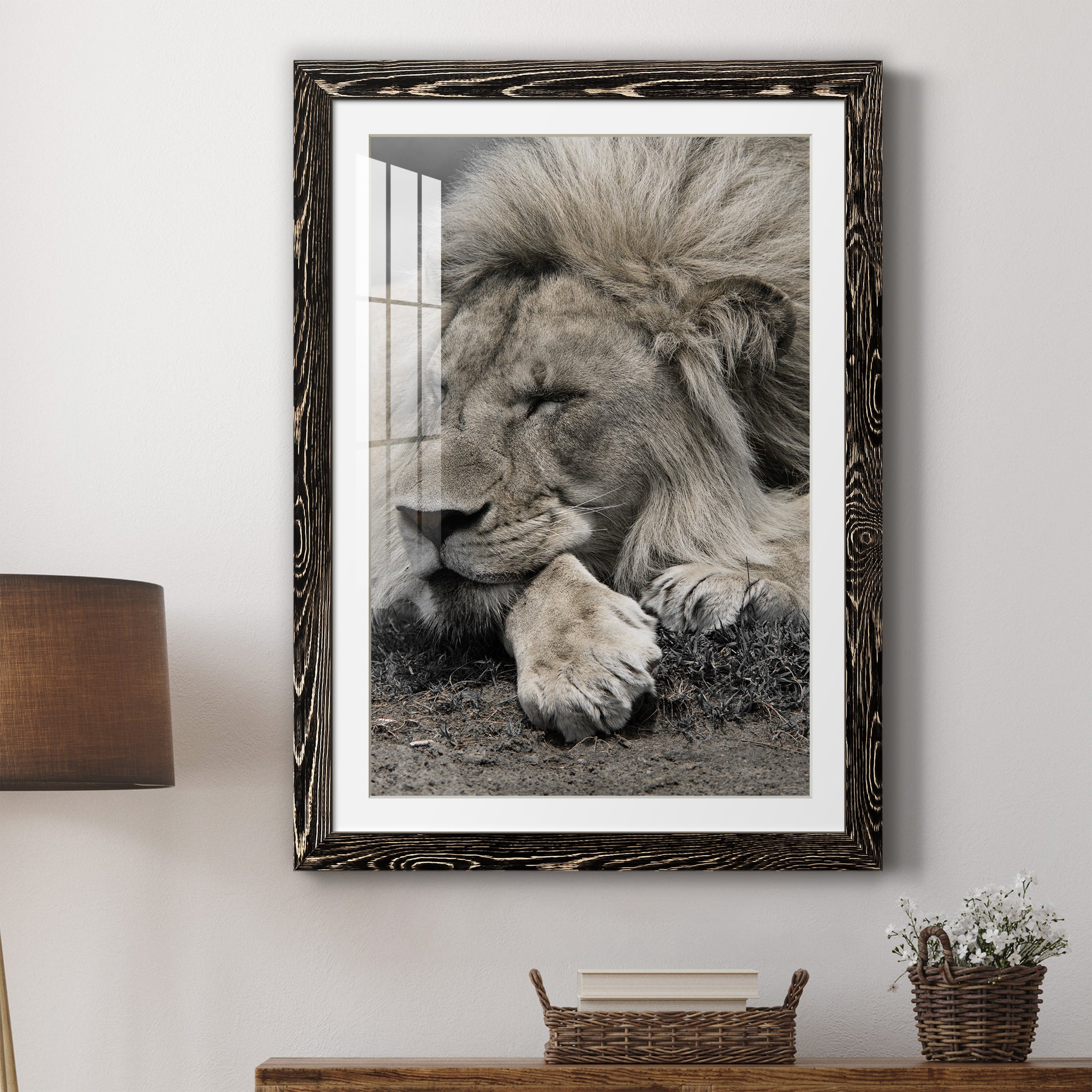 Sleepy Afternoon in Masai Mara - Barnwood Framed Art Print