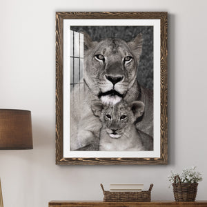 Lioness and Cub - Barnwood Framed Art Print