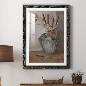 Berries & Cat Tails - Premium Framed Print - Distressed Barnwood Frame - Ready to Hang