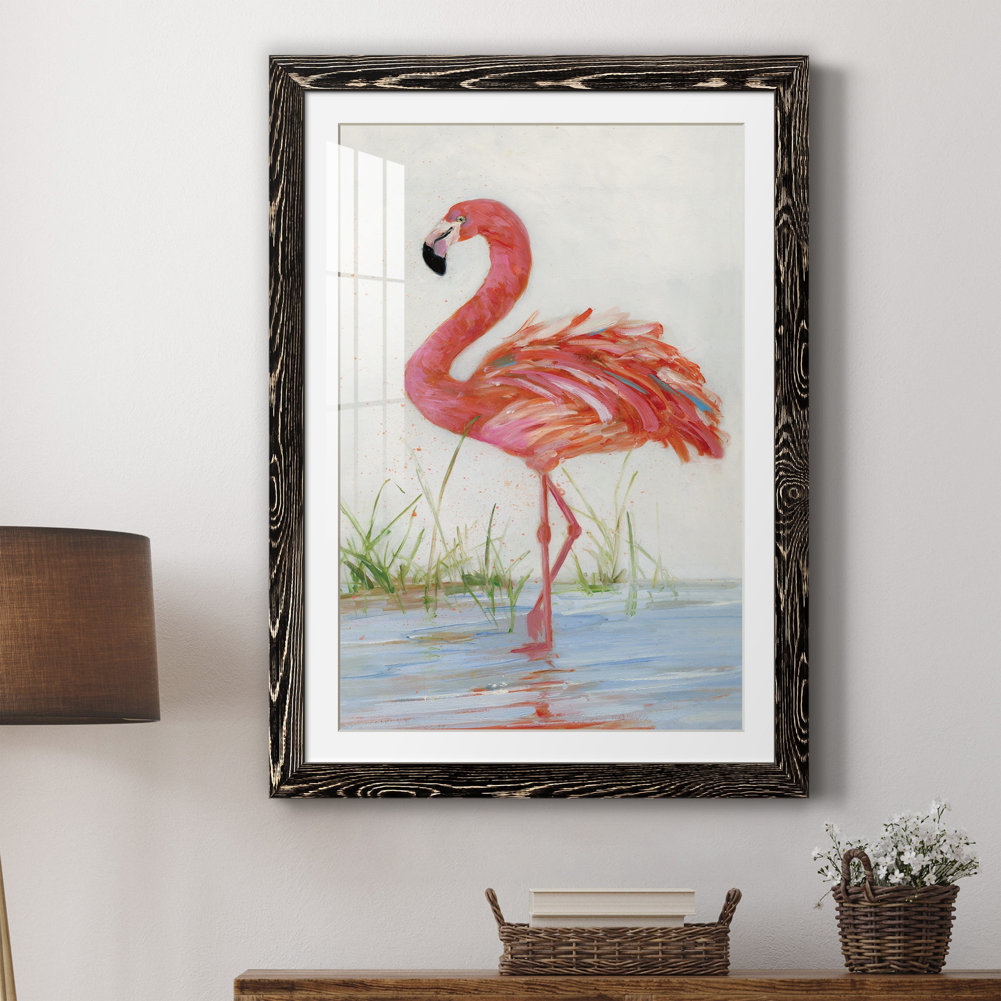 Flamingo II - Barnwood Framed Art Print
