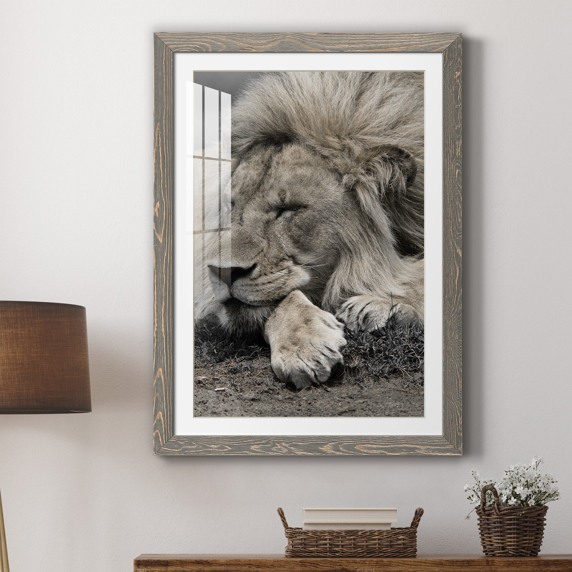 Sleepy Afternoon in Masai Mara - Barnwood Framed Art Print