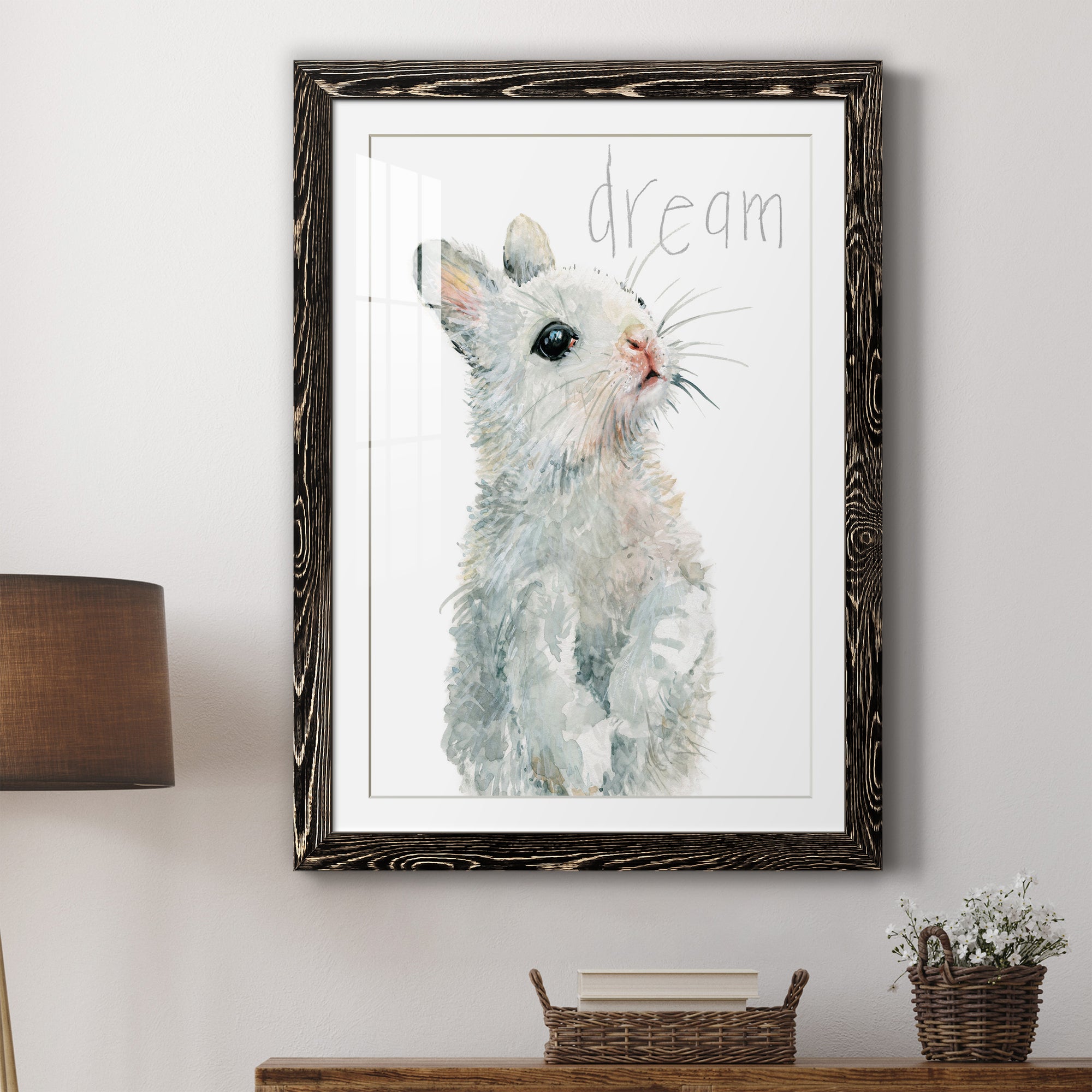 Forest Fur Baby Bunny - Premium Framed Print - Distressed Barnwood Frame - Ready to Hang