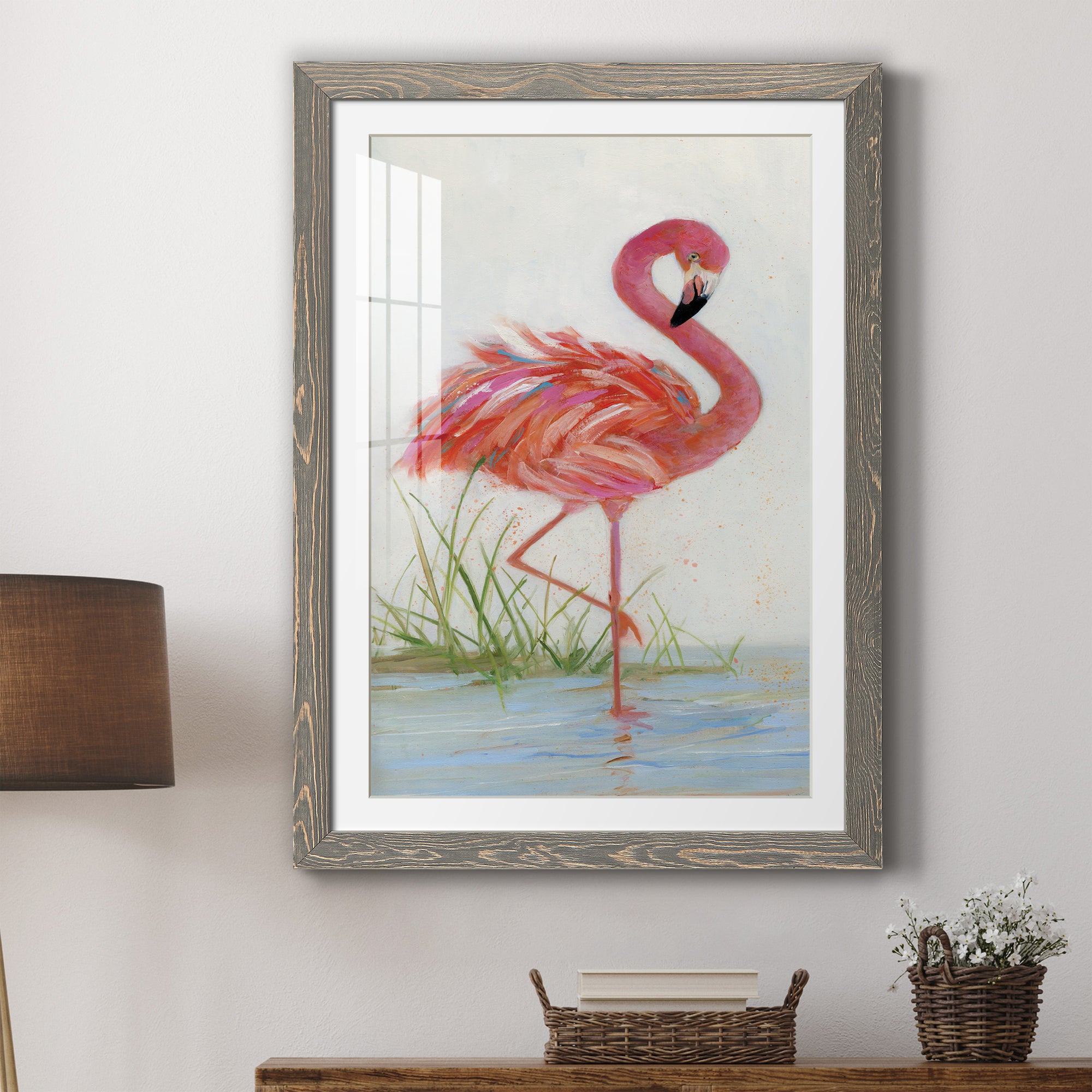 Flamingo I - Barnwood Framed Art Print