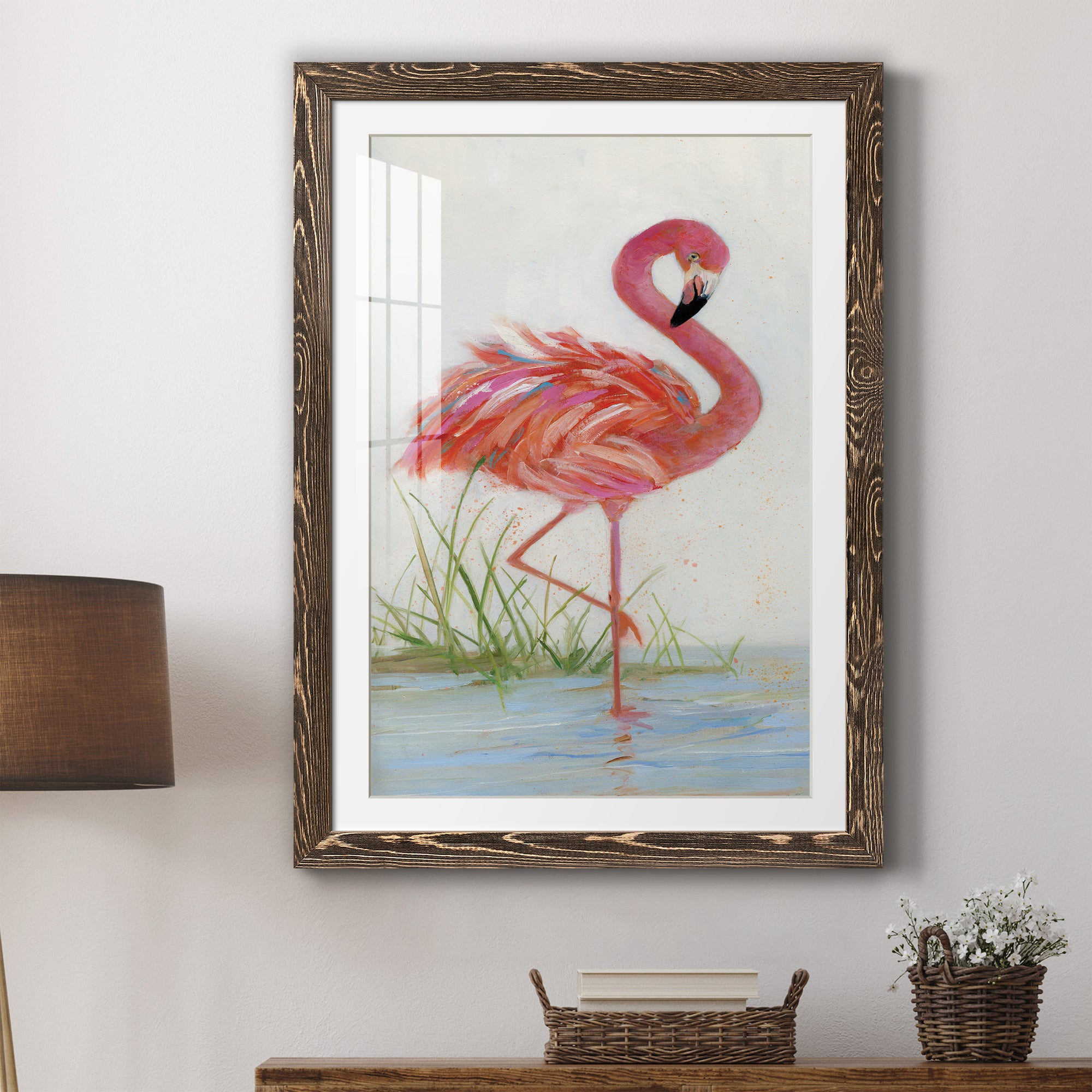 Flamingo I - Barnwood Framed Art Print