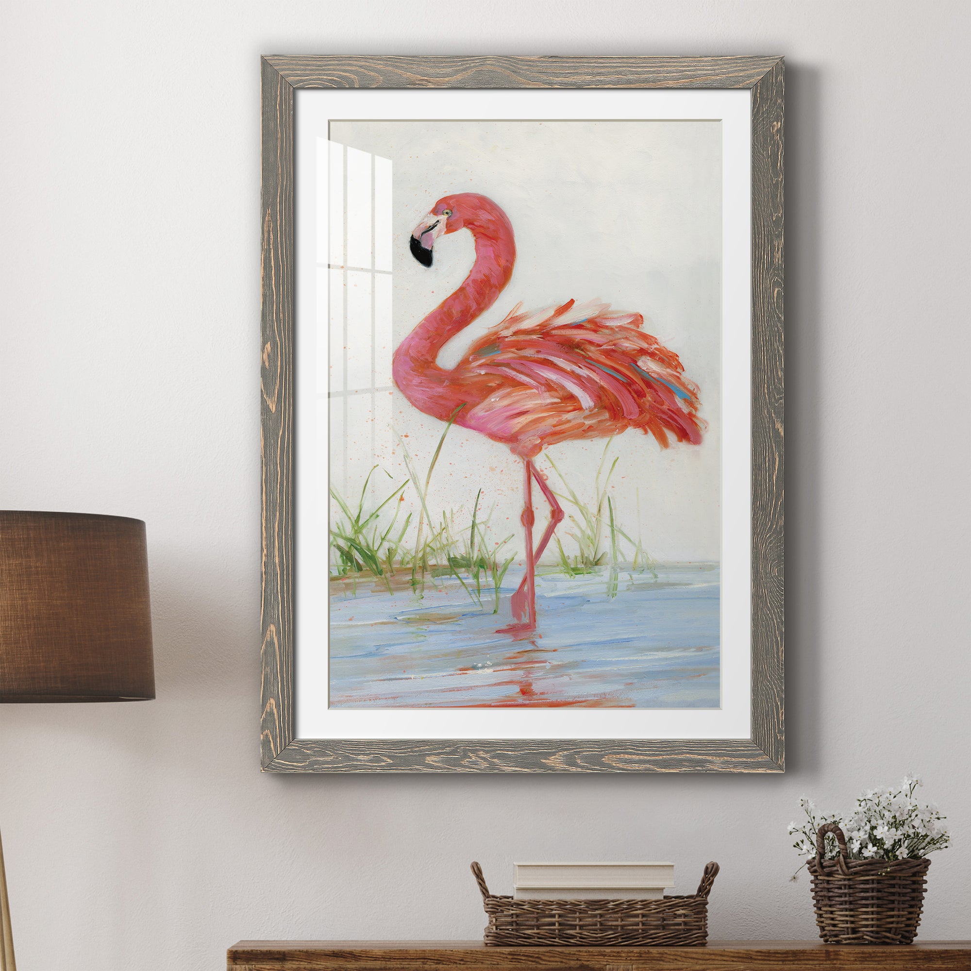 Flamingo II - Barnwood Framed Art Print