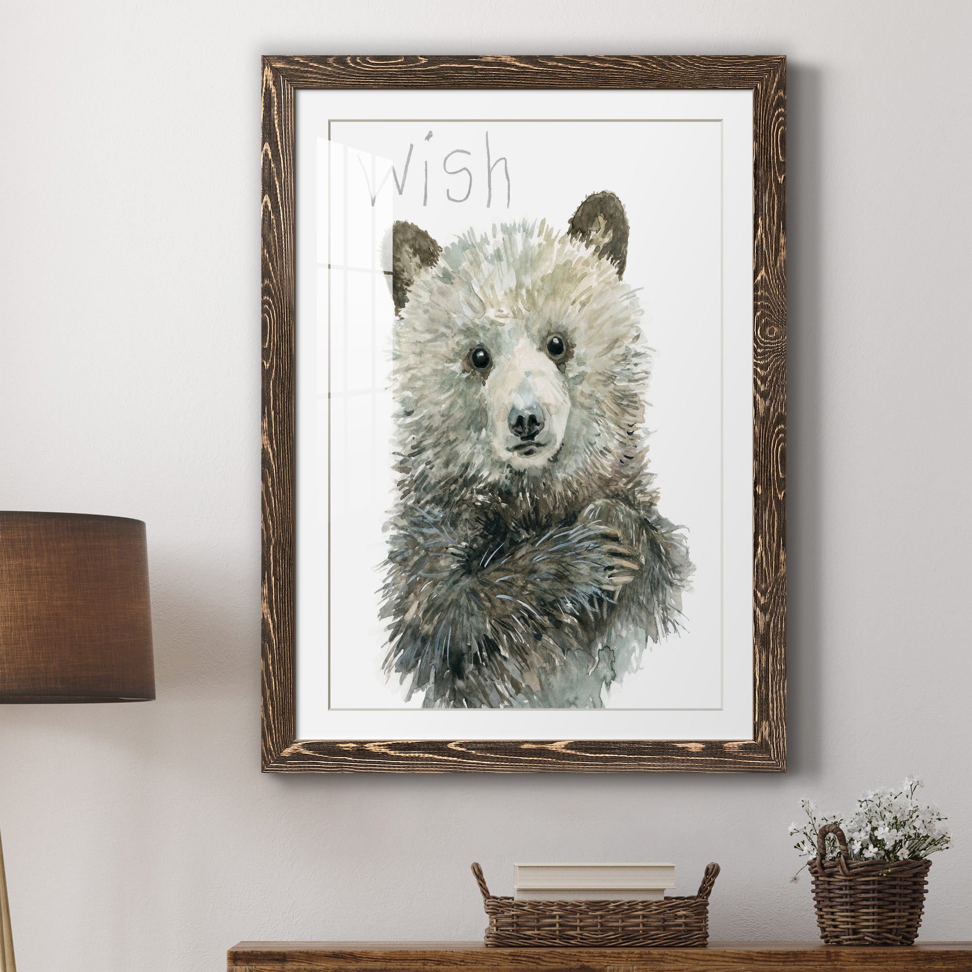 Forest Fur Baby Bear - Premium Framed Print - Distressed Barnwood Frame - Ready to Hang