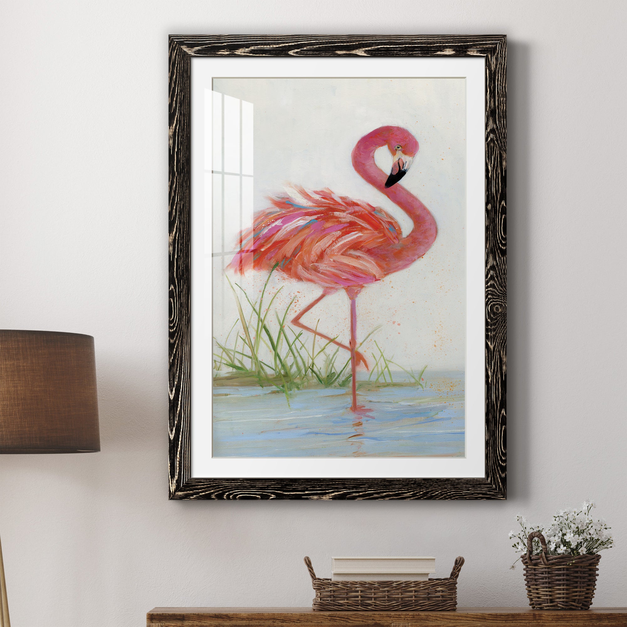 Flamingo I - Barnwood Framed Art Print
