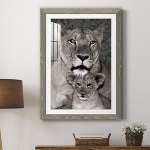 Lioness and Cub - Barnwood Framed Art Print