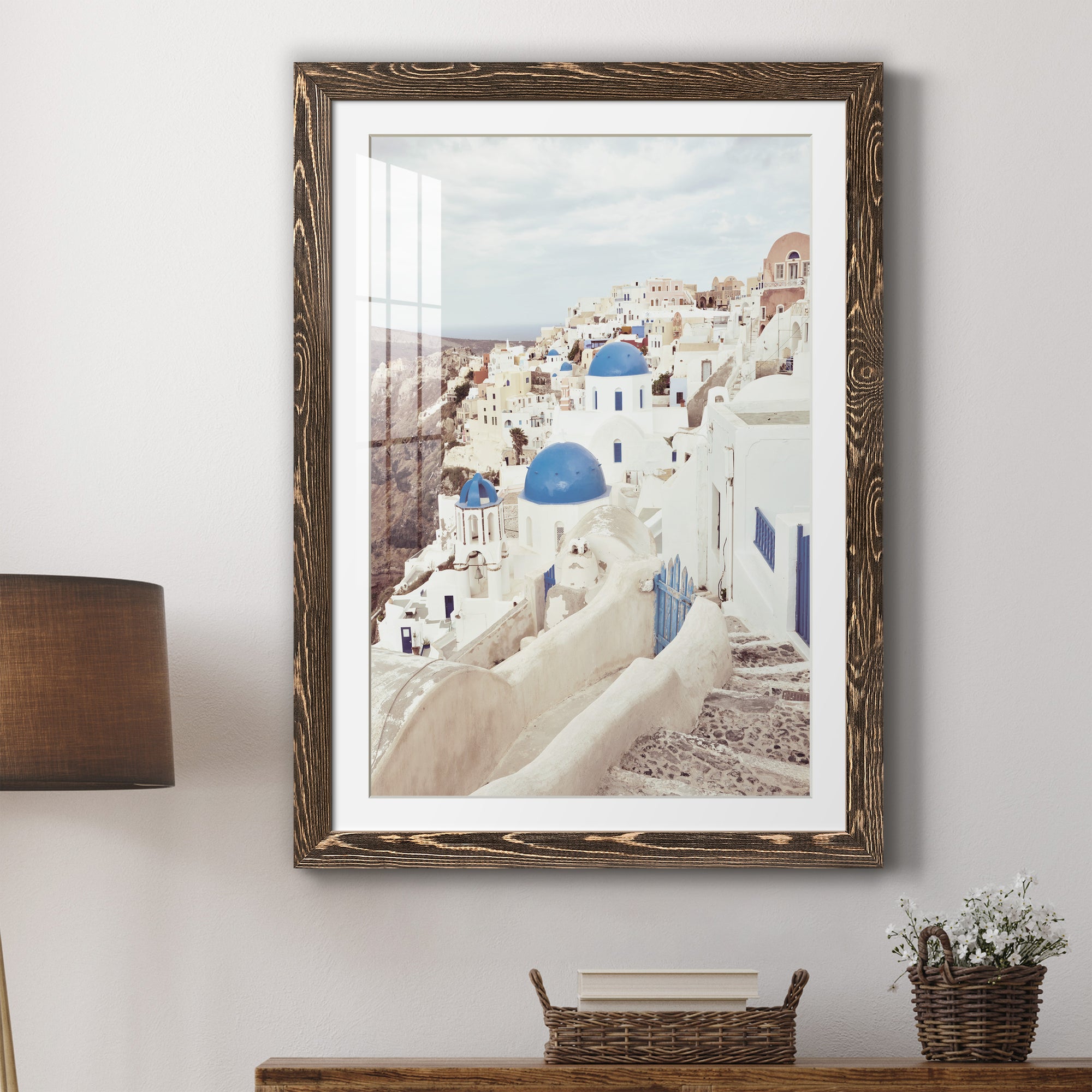 Santorini - Premium Framed Print - Distressed Barnwood Frame - Ready to Hang