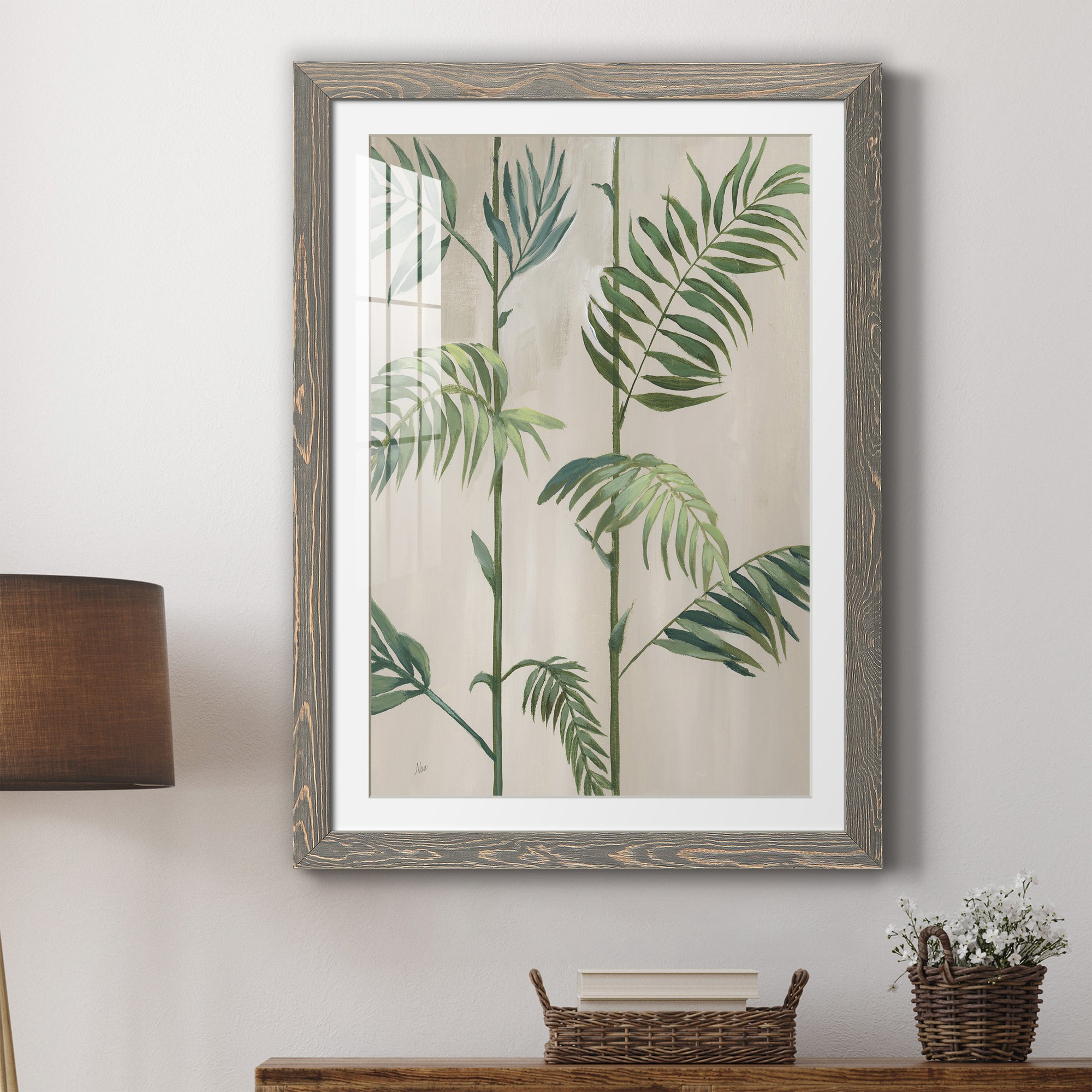 Modern Fronds I - Barnwood Framed Art Print