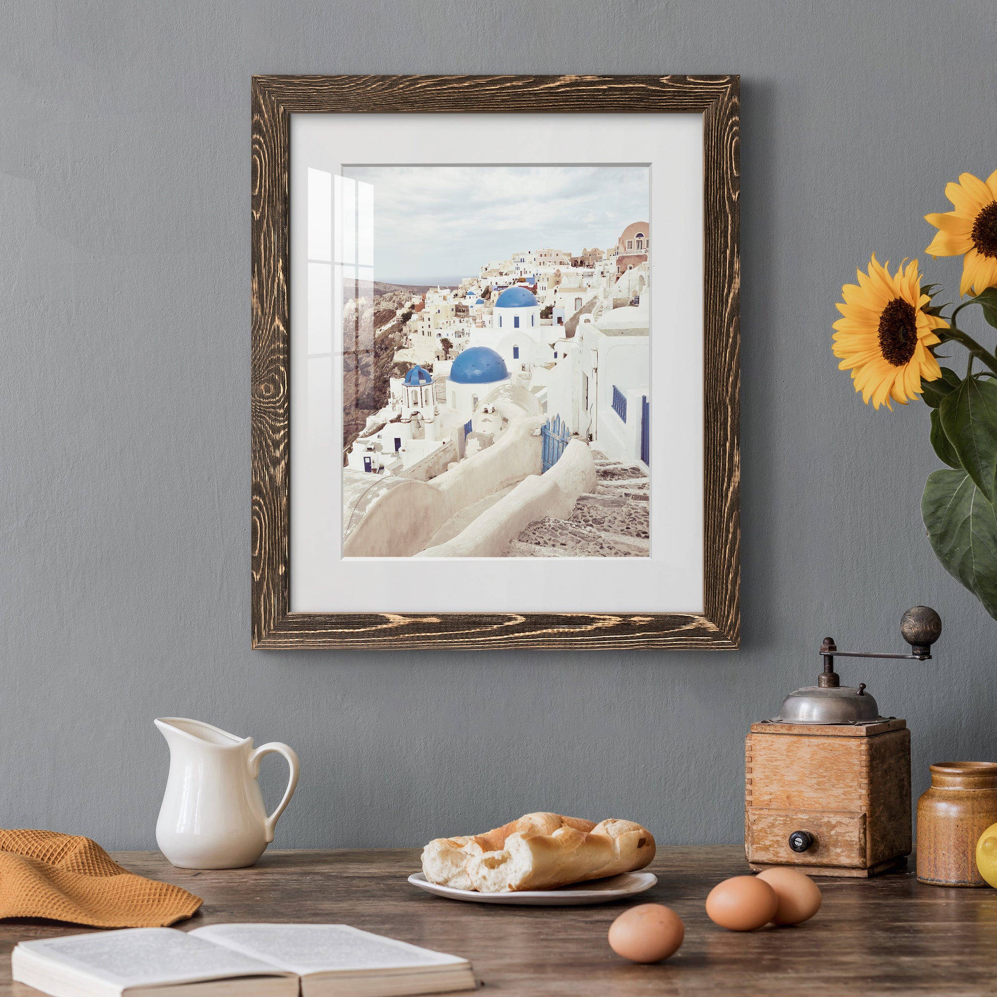 Santorini - Premium Framed Print - Distressed Barnwood Frame - Ready to Hang