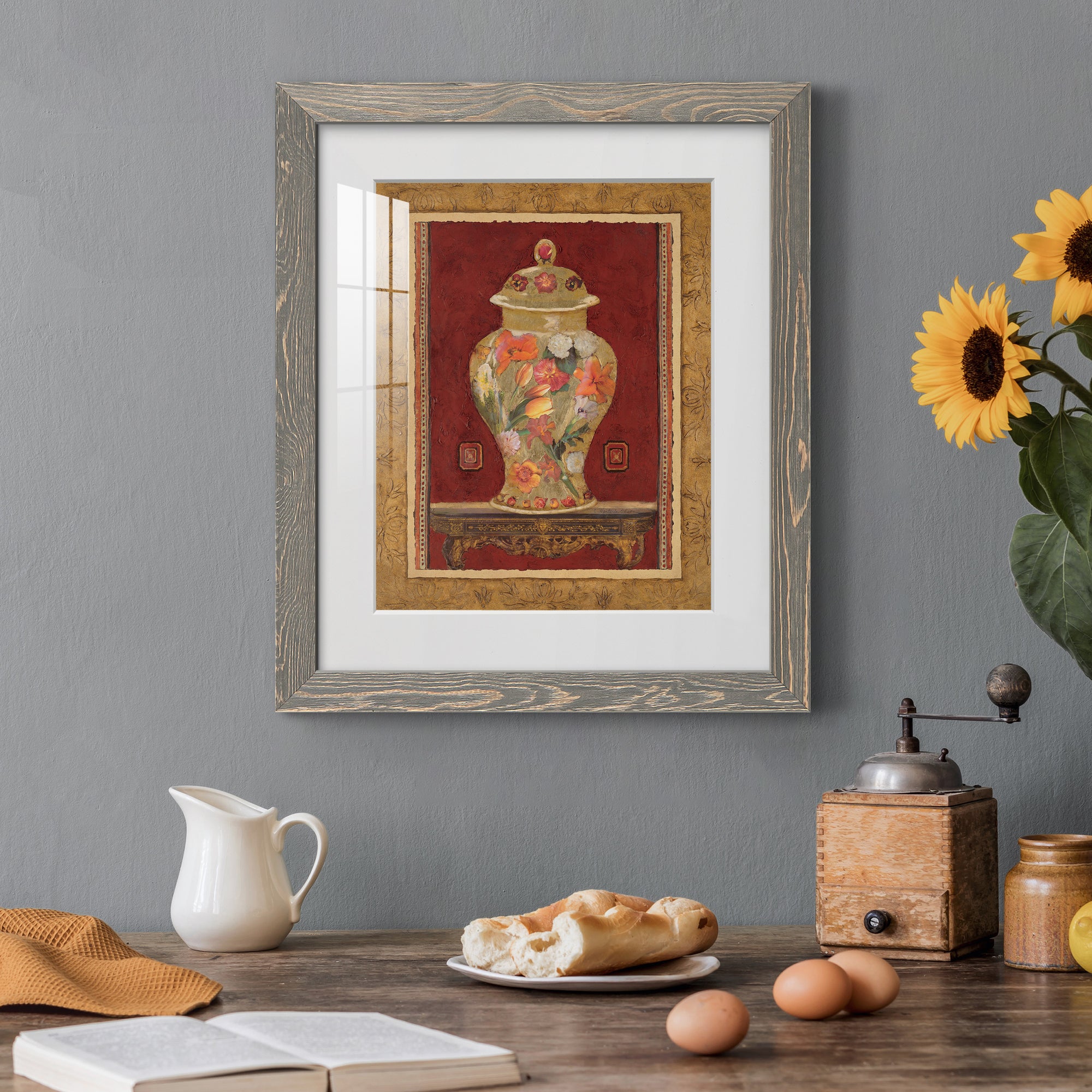 Romantic Urn II - Barnwood Framed Art Print