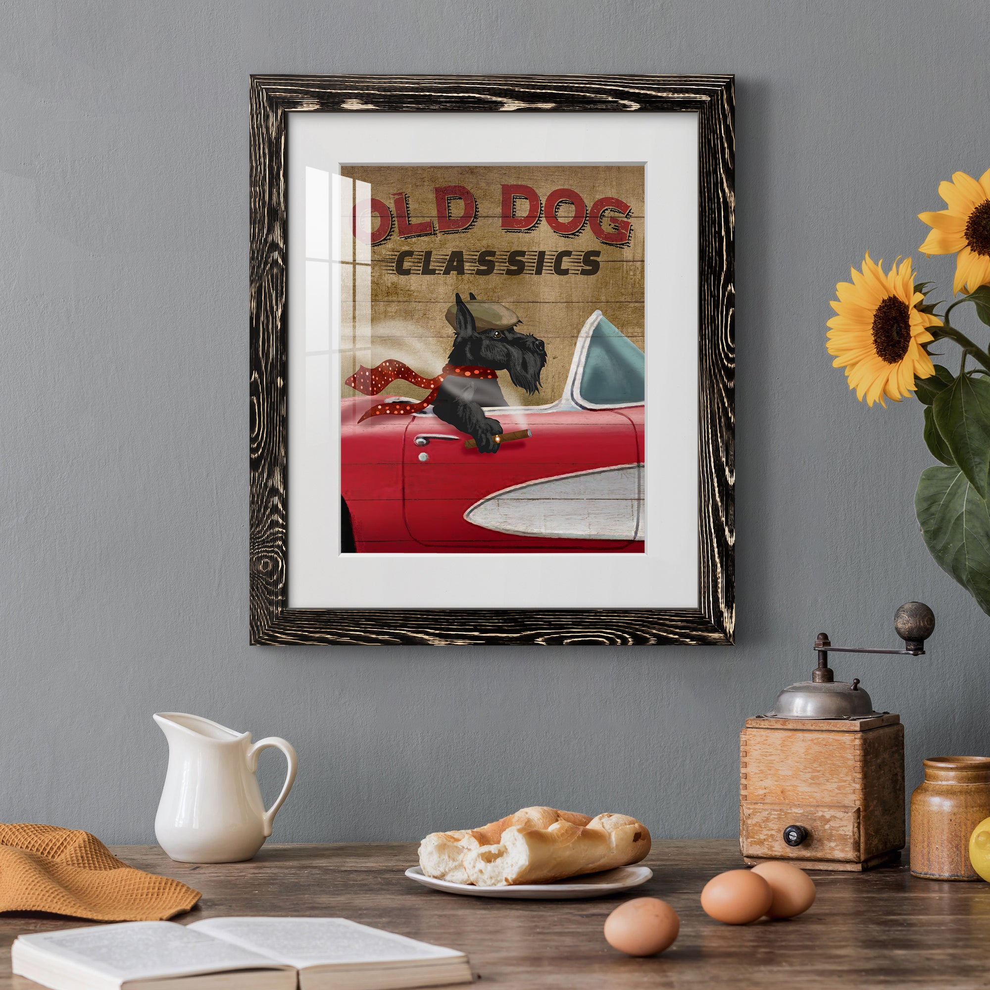 Old Dog Classics - Premium Framed Print - Distressed Barnwood Frame - Ready to Hang