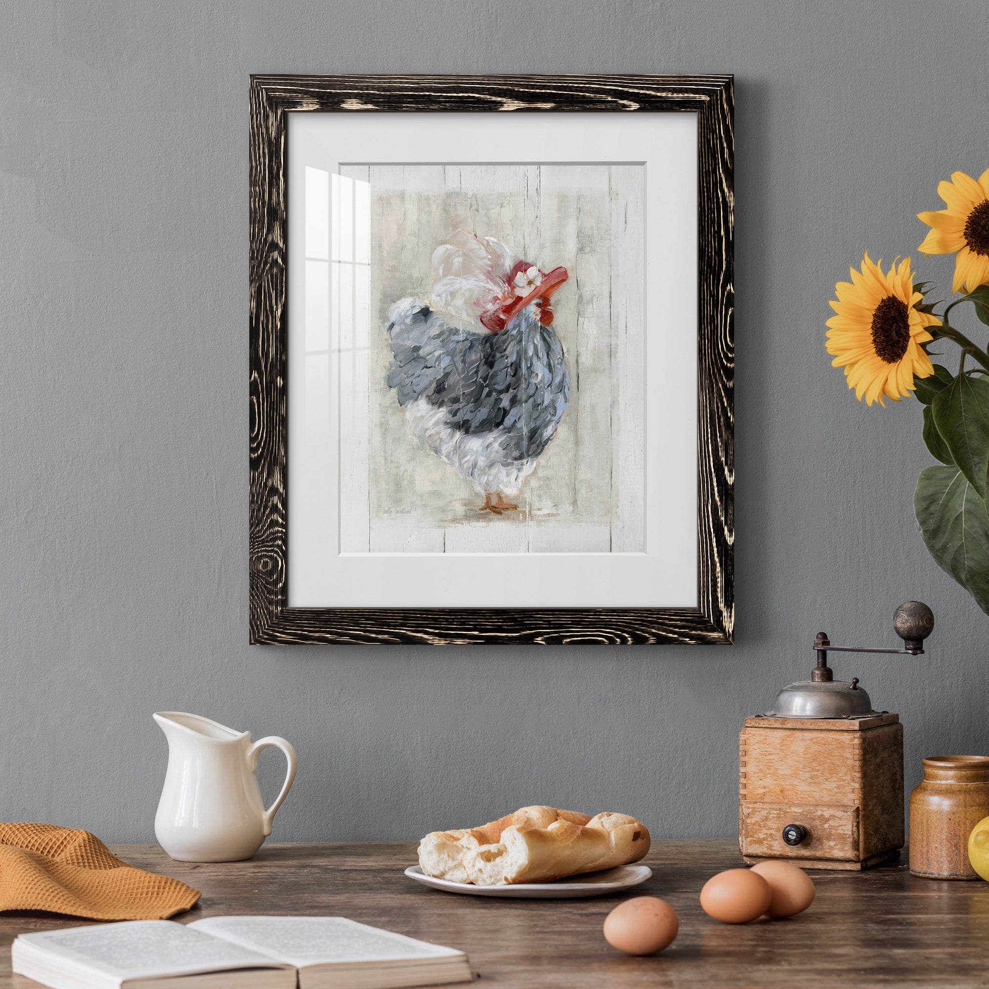 Sunday Best Hen - Barnwood Framed Art Print