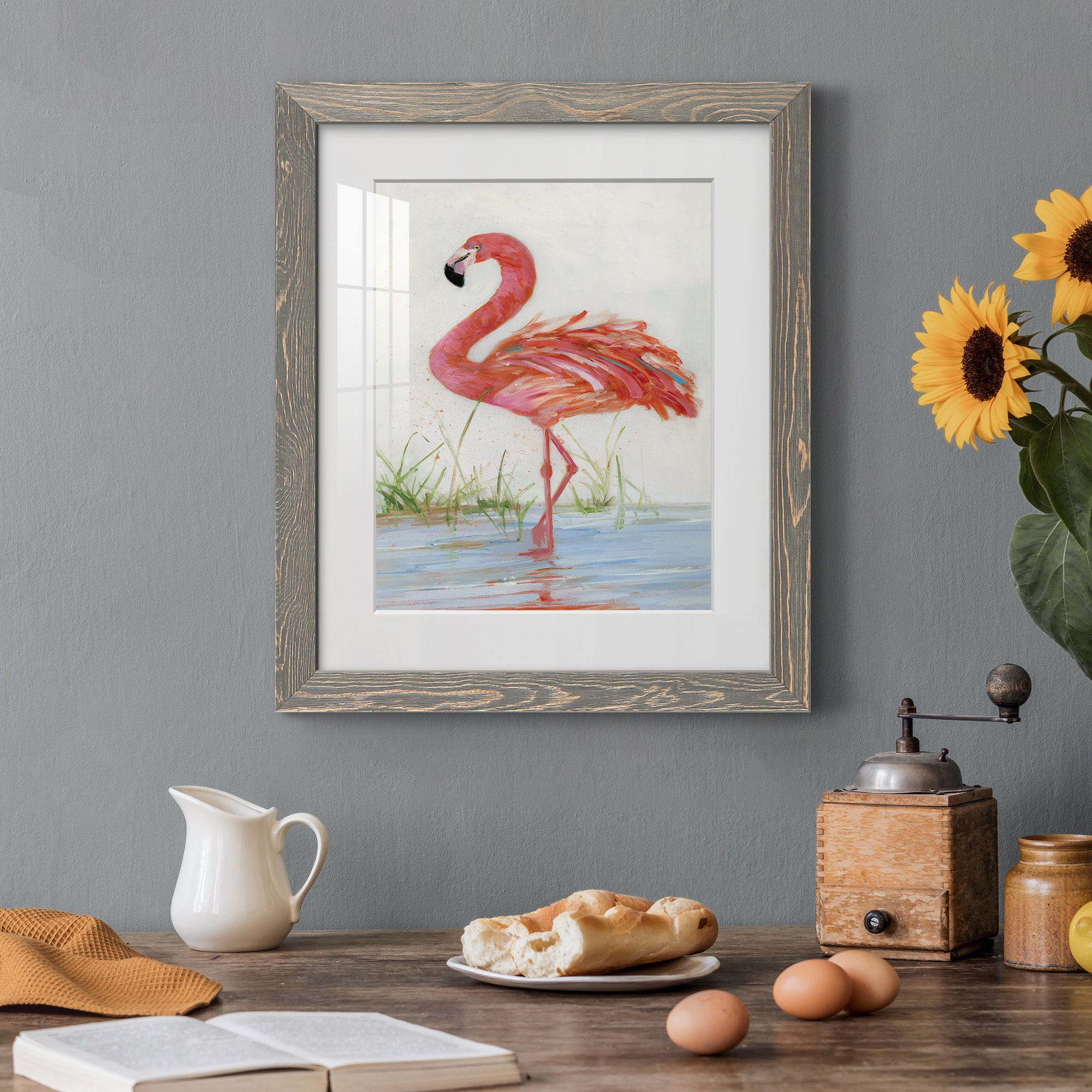 Flamingo II - Barnwood Framed Art Print