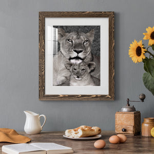 Lioness and Cub - Barnwood Framed Art Print