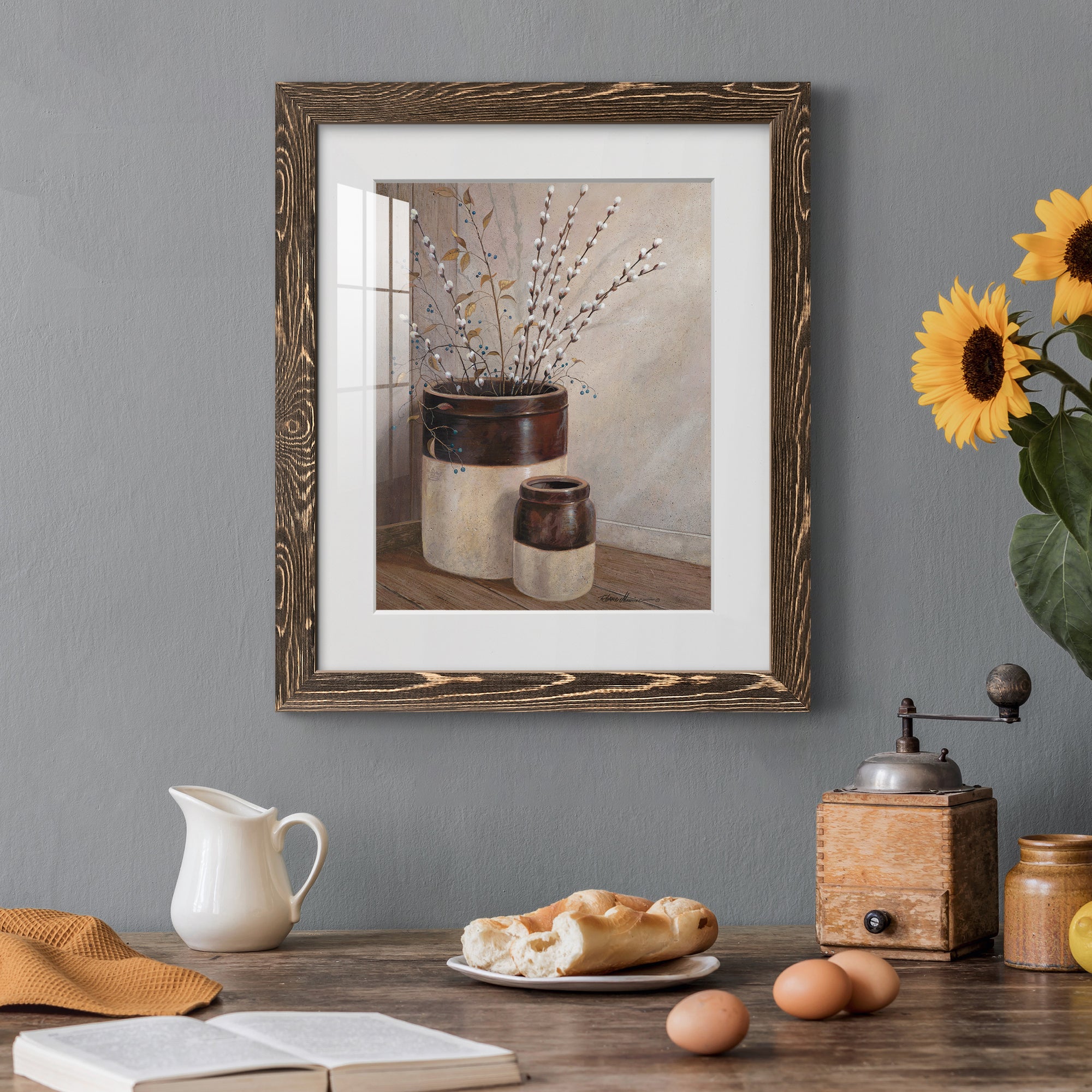 Pussywillows & Spring - Barnwood Framed Art Print