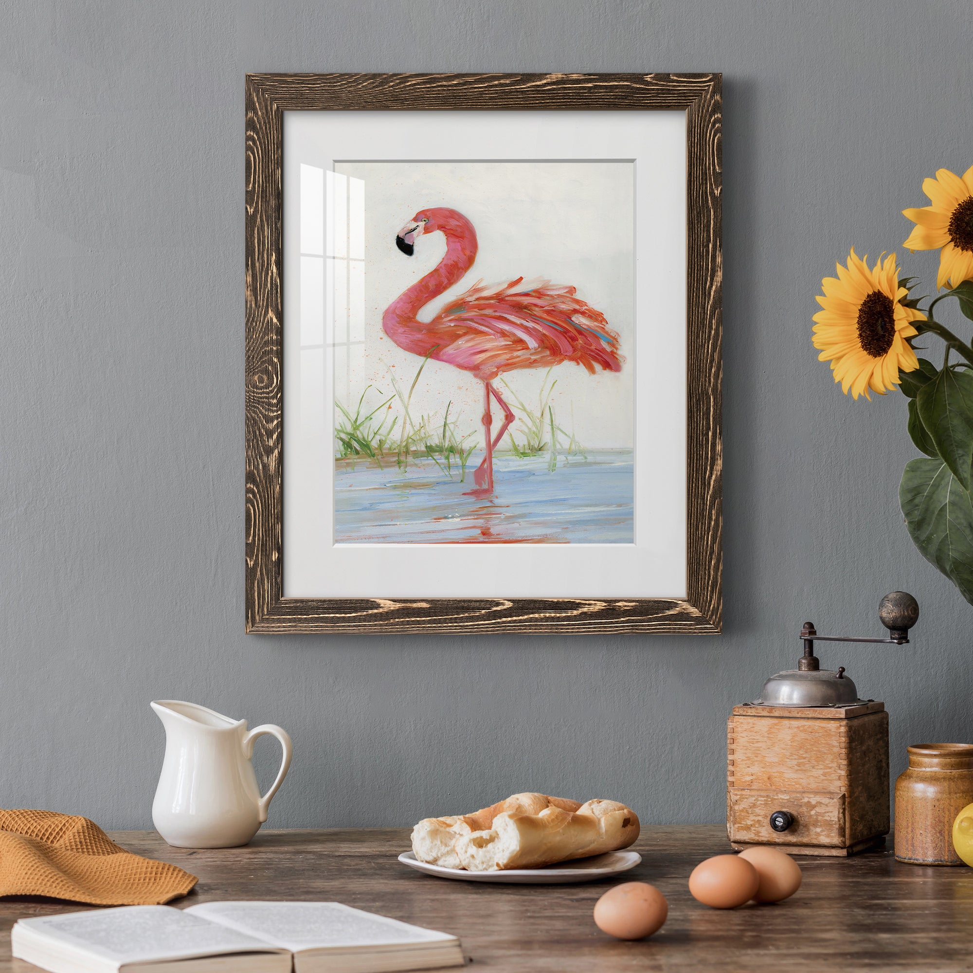 Flamingo II - Barnwood Framed Art Print