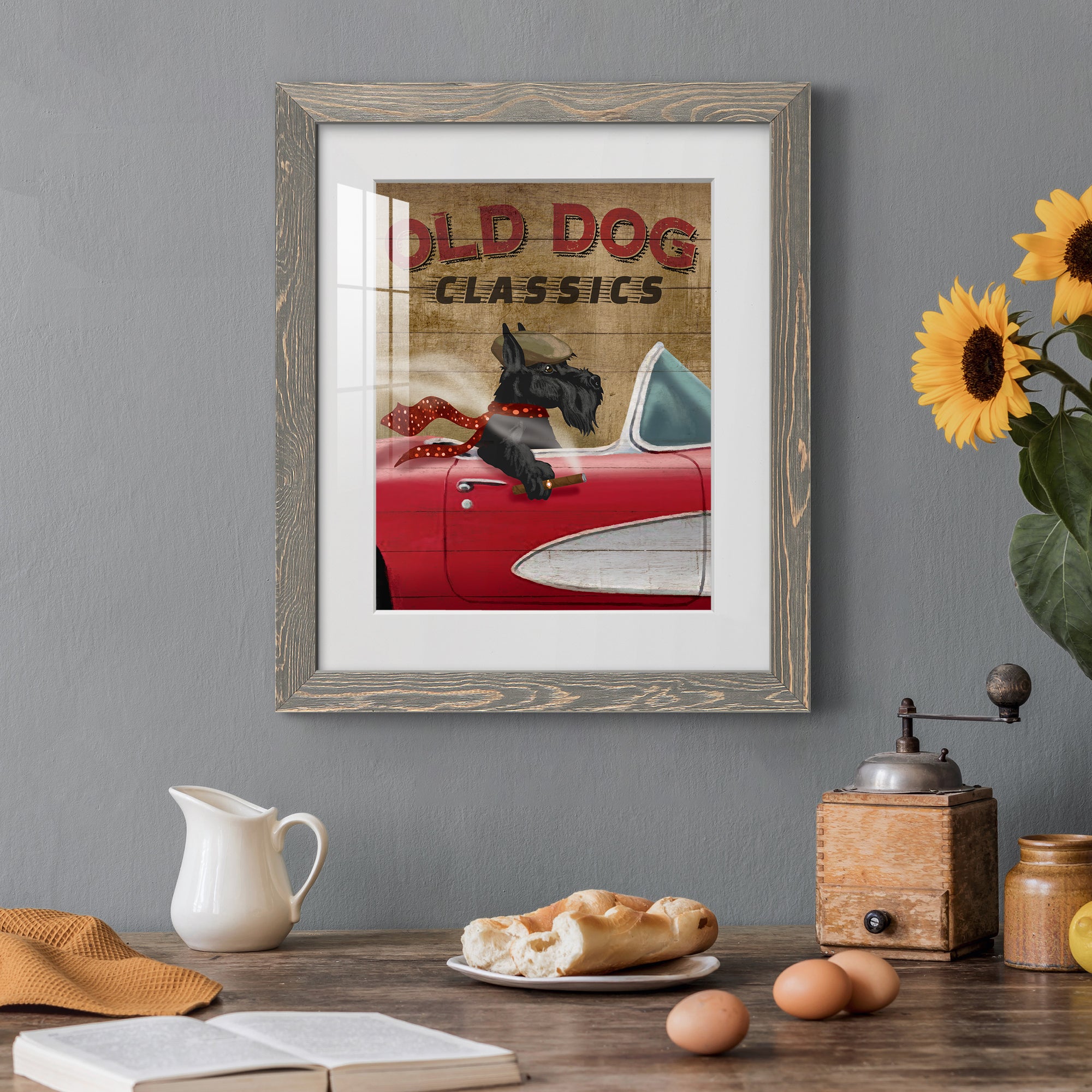 Old Dog Classics - Premium Framed Print - Distressed Barnwood Frame - Ready to Hang