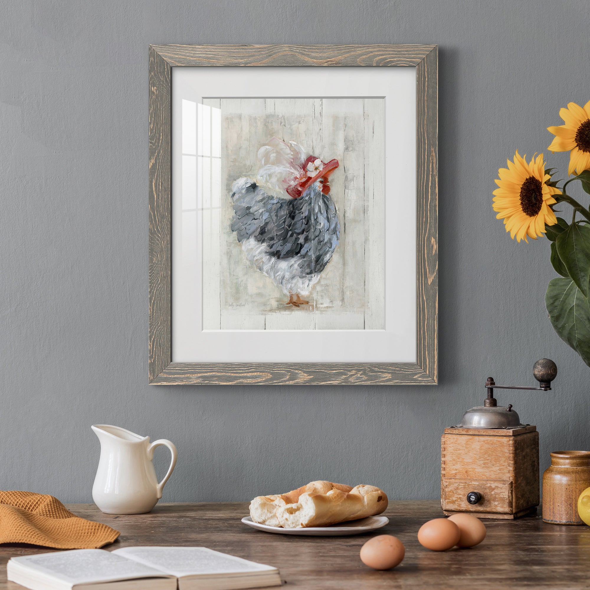 Sunday Best Hen - Barnwood Framed Art Print