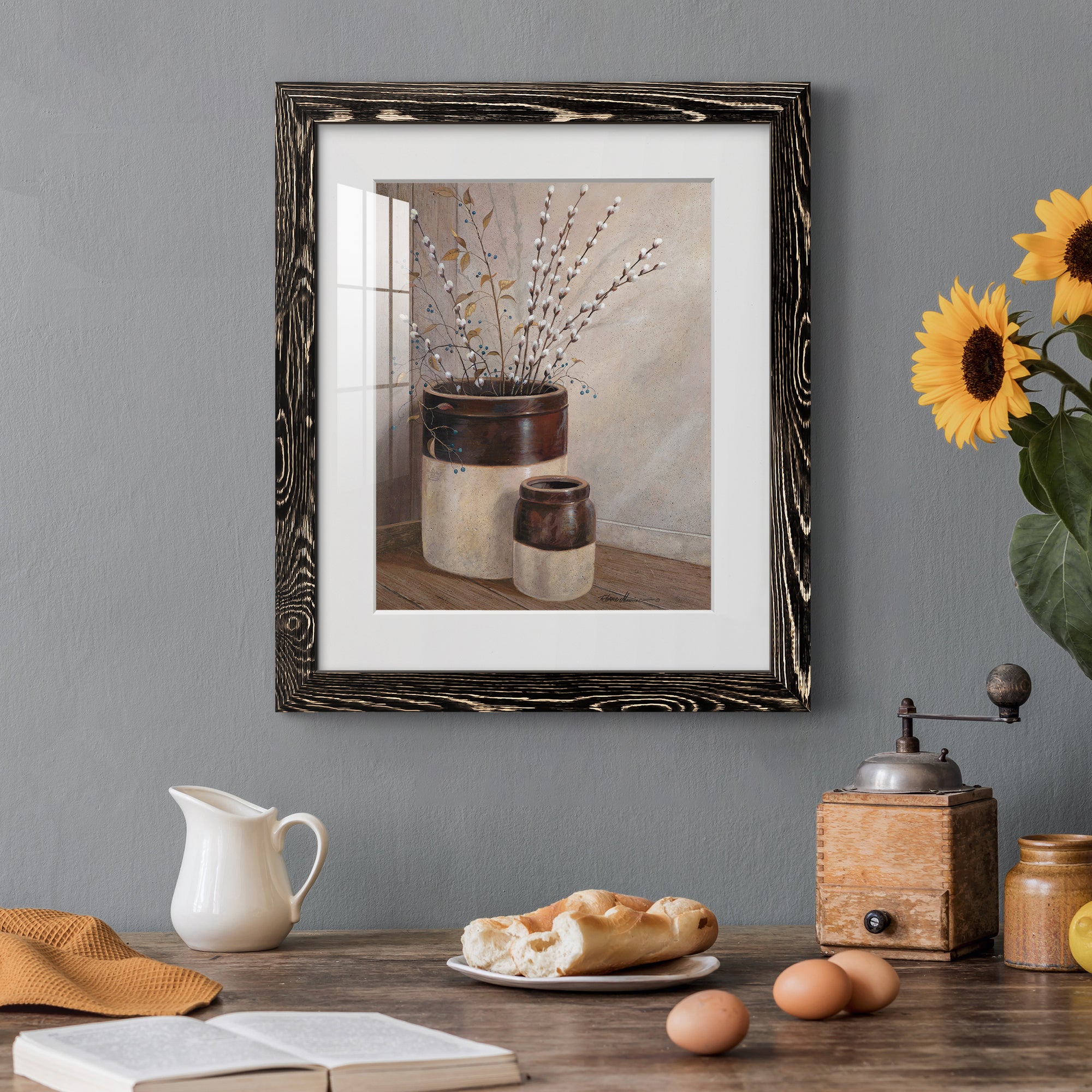 Pussywillows & Spring - Barnwood Framed Art Print