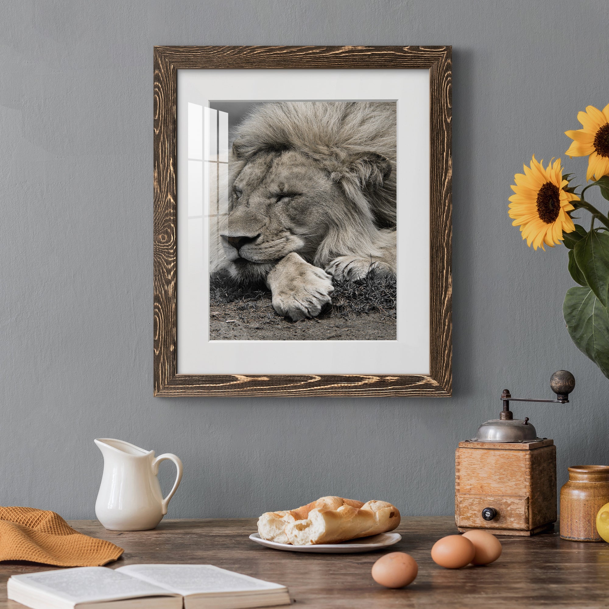 Sleepy Afternoon in Masai Mara - Barnwood Framed Art Print
