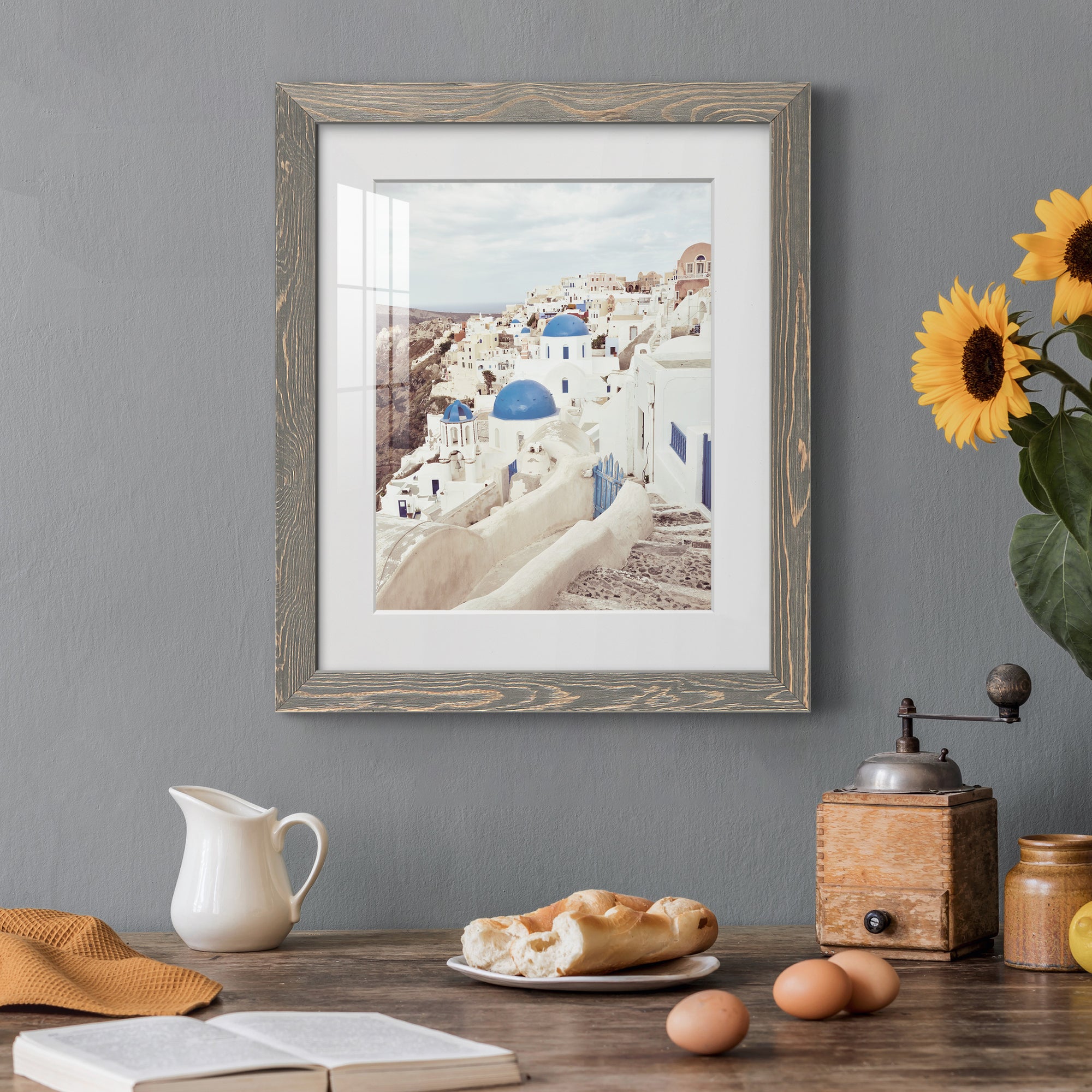 Santorini - Premium Framed Print - Distressed Barnwood Frame - Ready to Hang