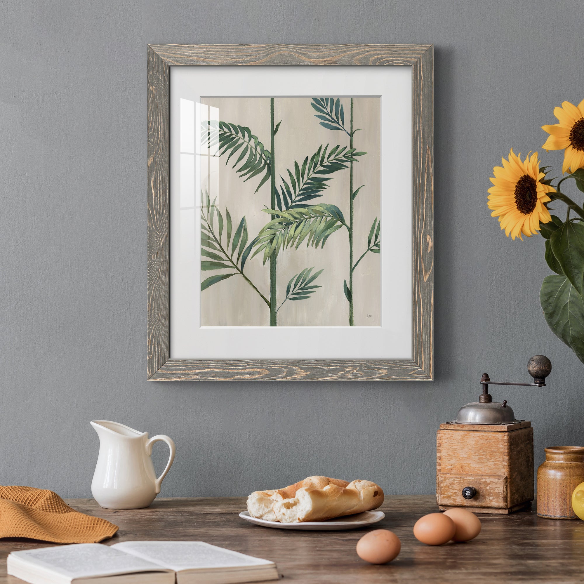 Modern Fronds II - Barnwood Framed Art Print