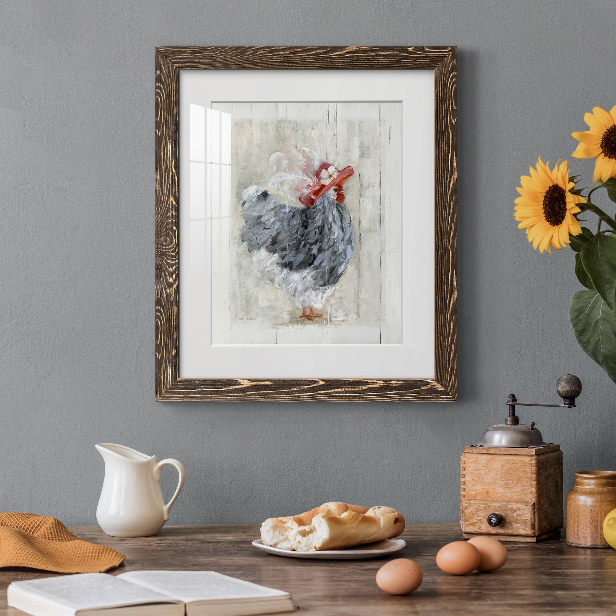 Sunday Best Hen - Barnwood Framed Art Print