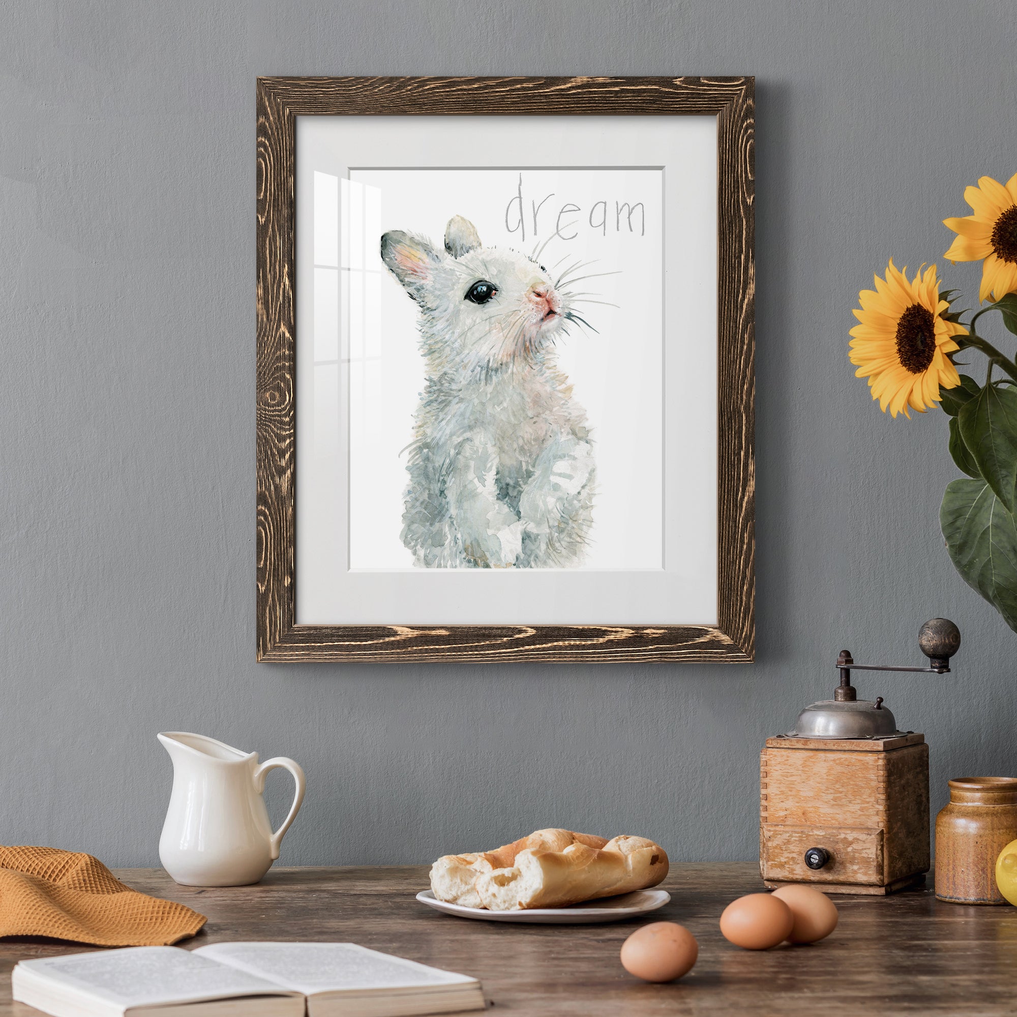 Forest Fur Baby Bunny - Premium Framed Print - Distressed Barnwood Frame - Ready to Hang