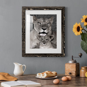 Lioness and Cub - Barnwood Framed Art Print