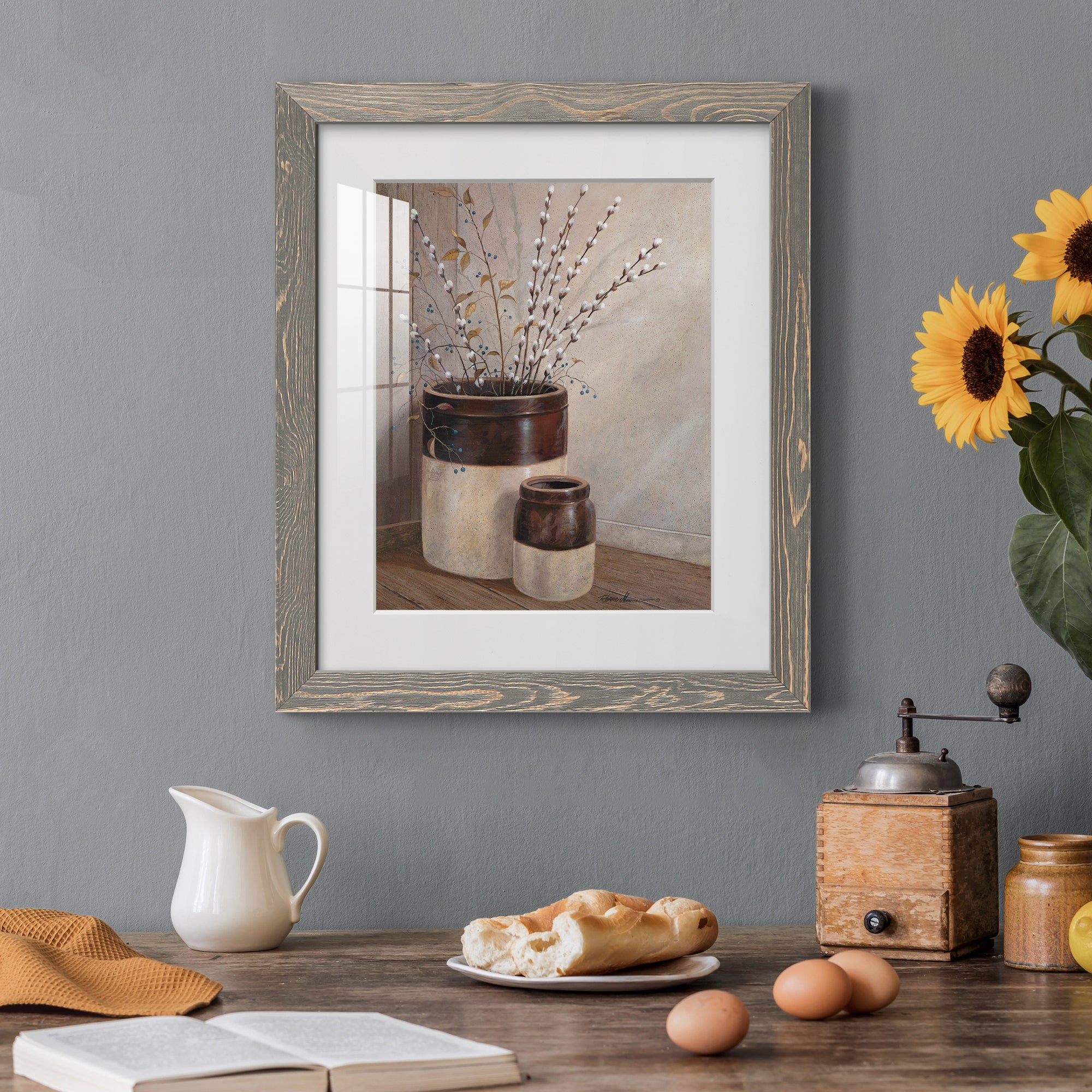 Pussywillows & Spring - Barnwood Framed Art Print