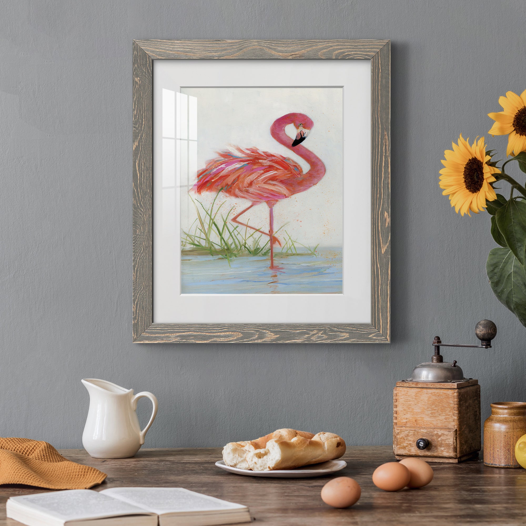 Flamingo I - Barnwood Framed Art Print
