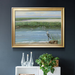 Wading at Dusk - Modern Framed Canvas Print