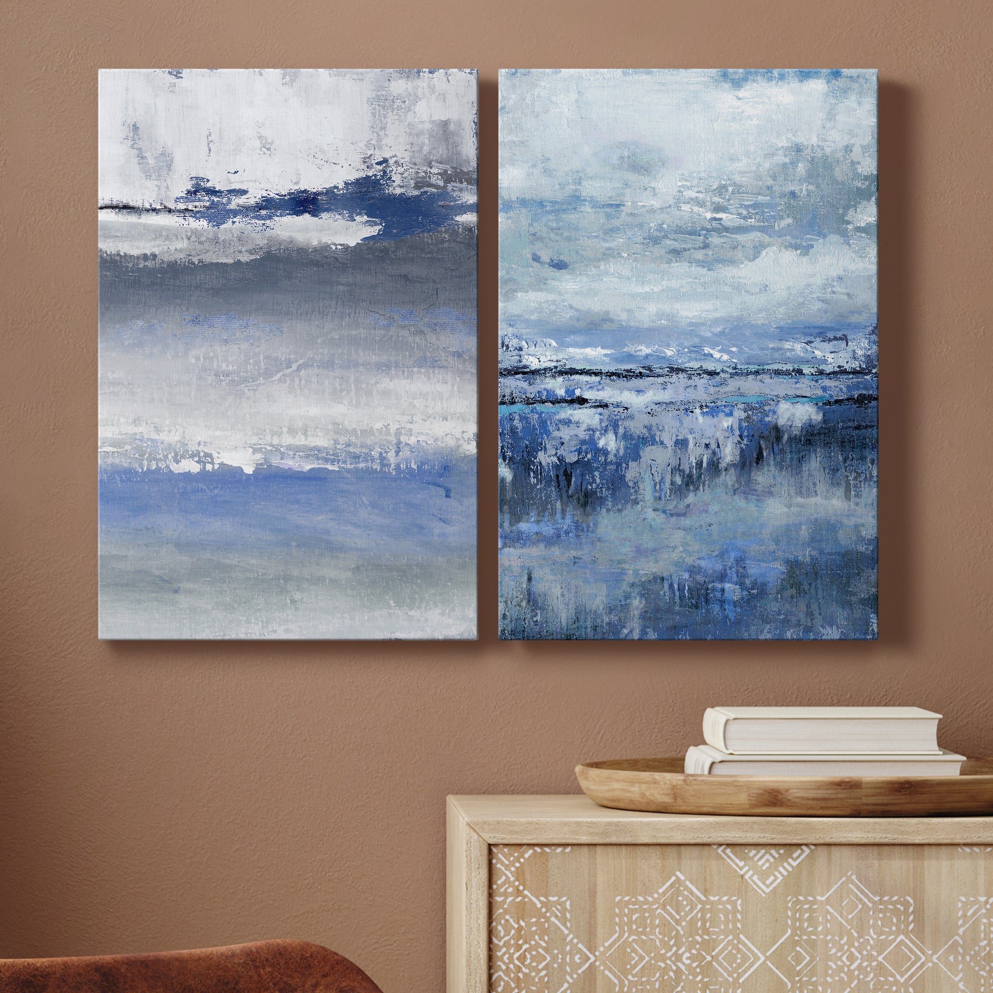 Soft Solace Indigo Premium Gallery Wrapped Canvas - Ready to Hang - Set of 2 - 8 x 12 Each