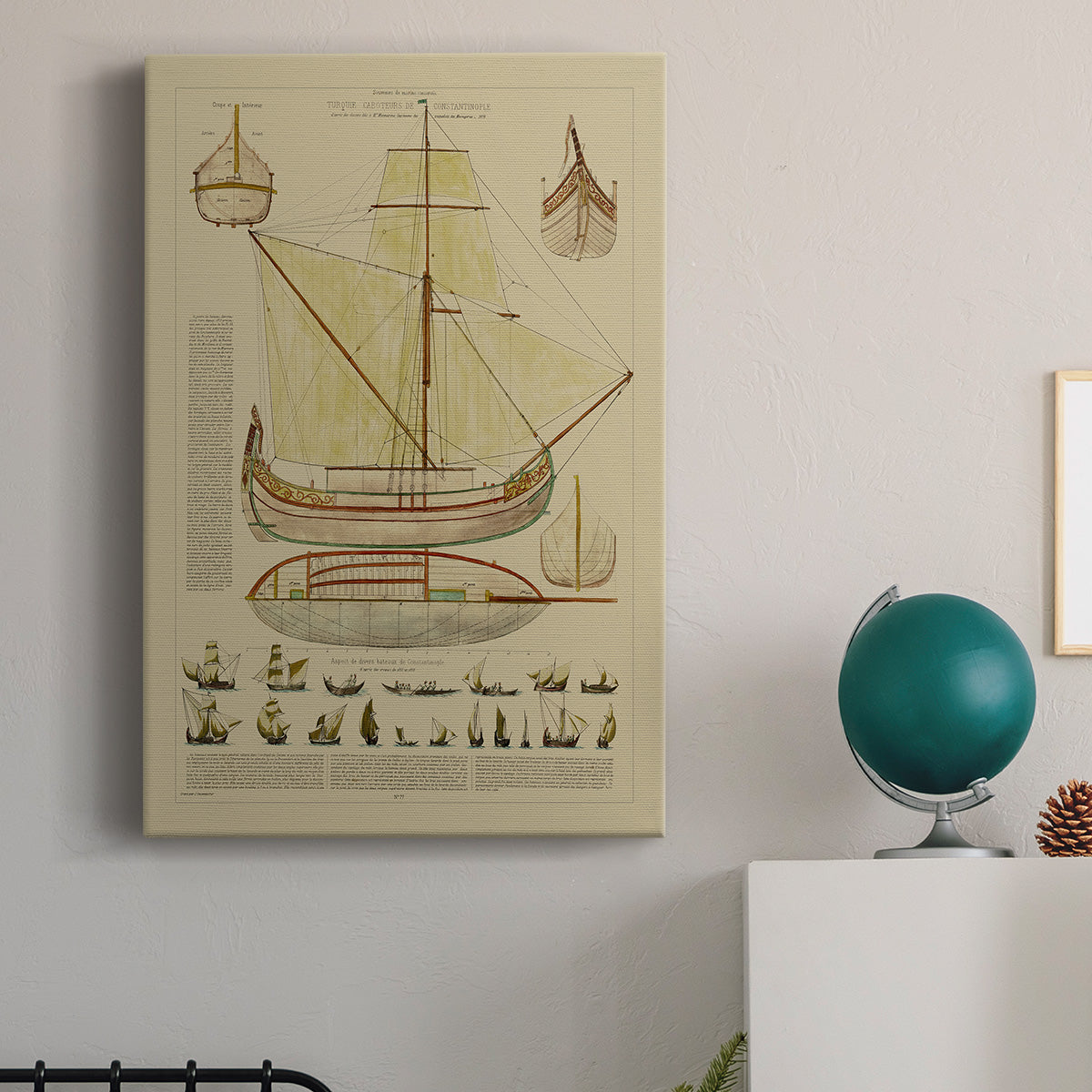 Antique Ship Plan I Premium Gallery Wrapped Canvas - Ready to Hang