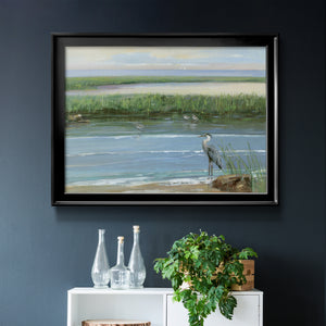 Wading at Dusk - Modern Framed Canvas Print